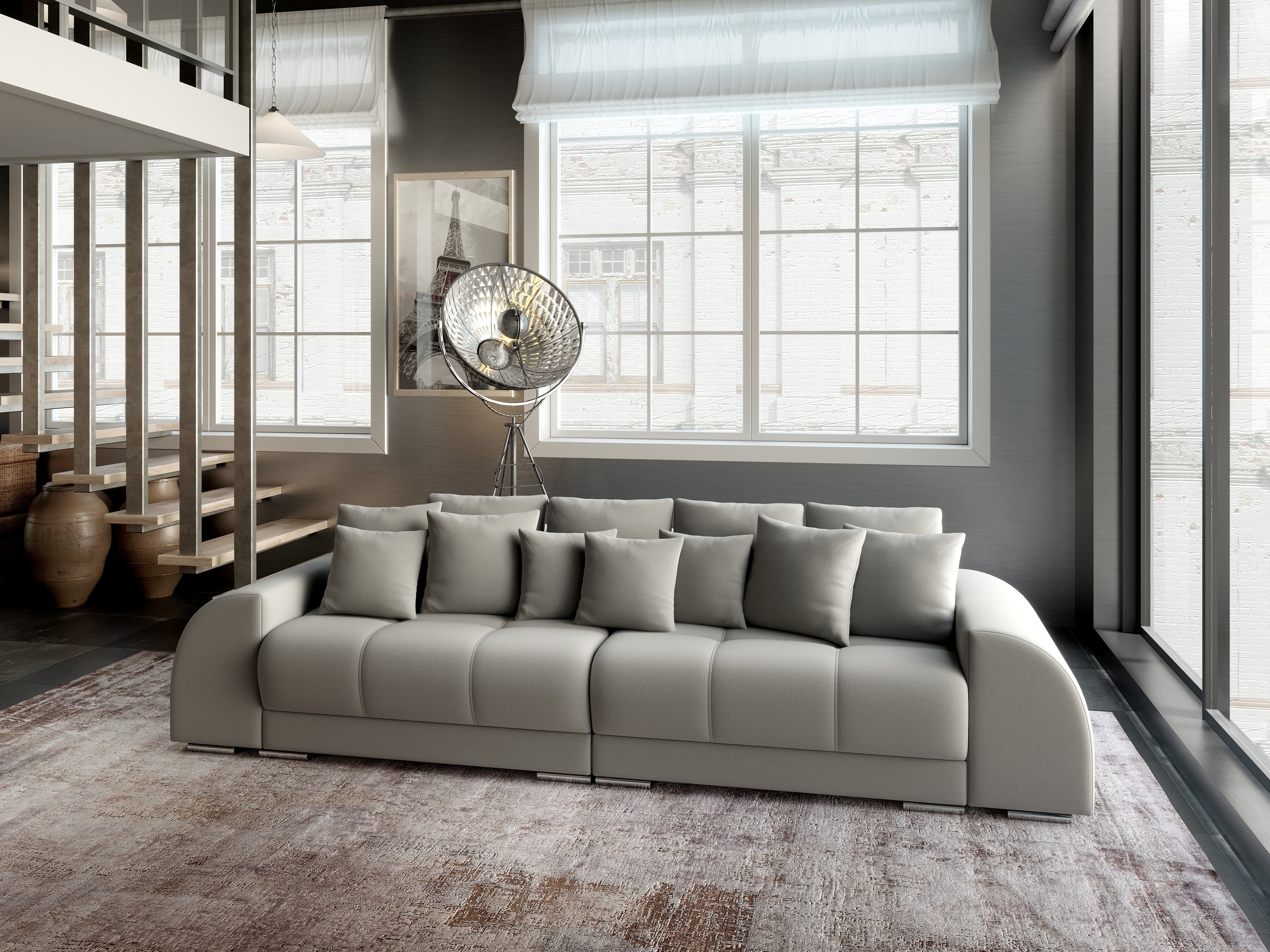Canapea extensibilă dumonde cu 2 lăzi de depozitare si sezut confortabil din spuma HR, Verona Royal Grey 310x100 cm Fabrica