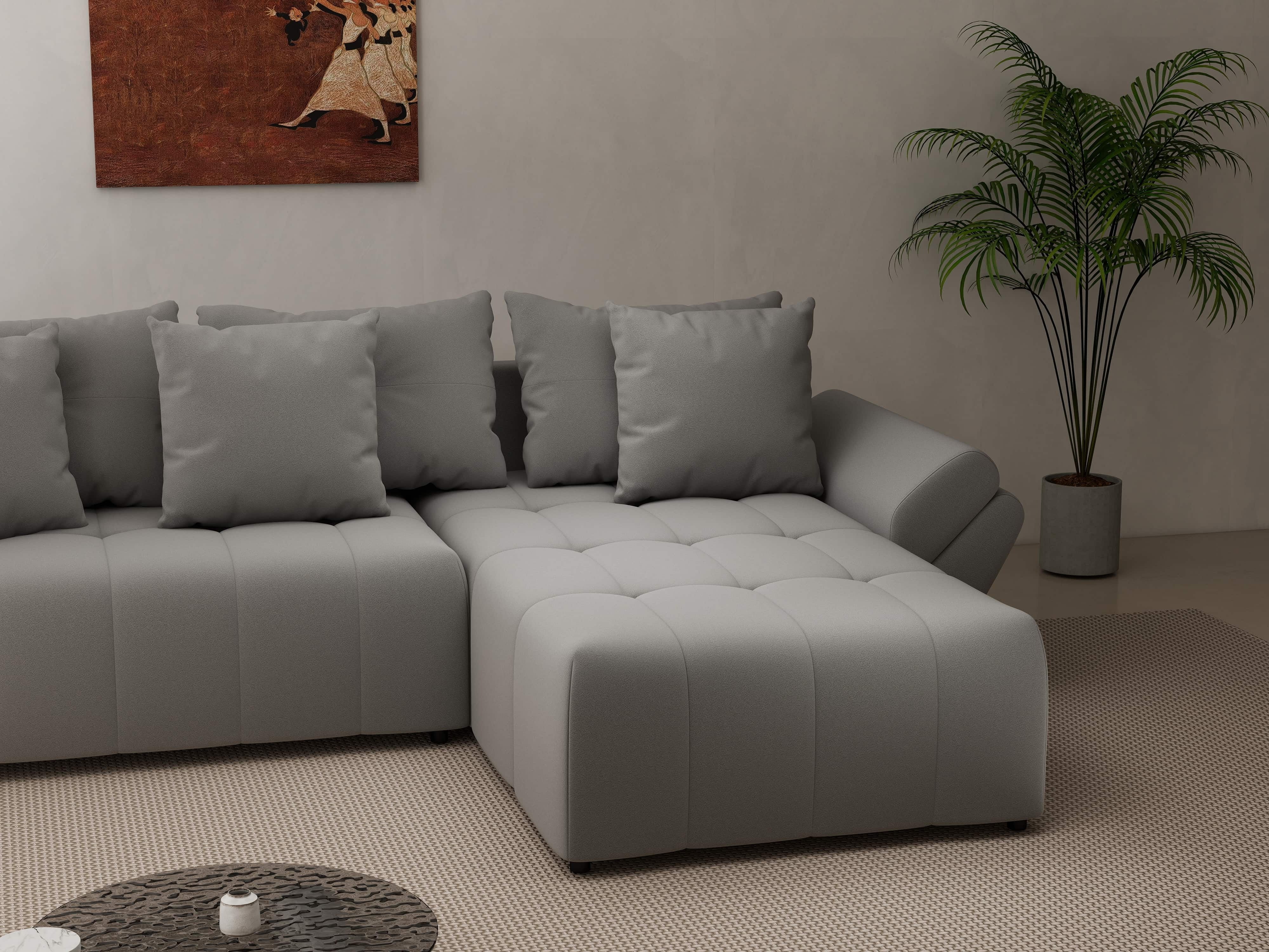 Colțar extensibil dumonde cu ladă de depozitare si sezut confortabil din spuma HR, Berlin Royal Gri 280x185 cm II Fabrica