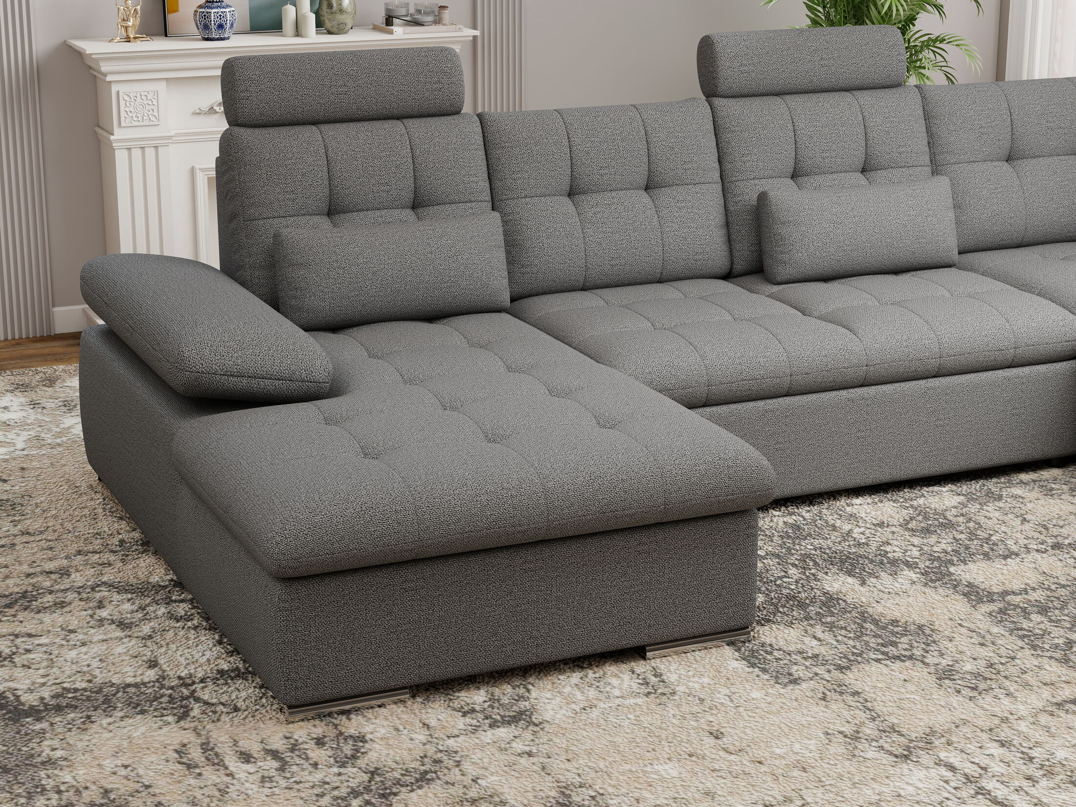 Colțar extensibil dumonde cu ladă de depozitare și șezut confortabil din spumă HR, Merkur U Enjoy Necunoscut 324x218 cm