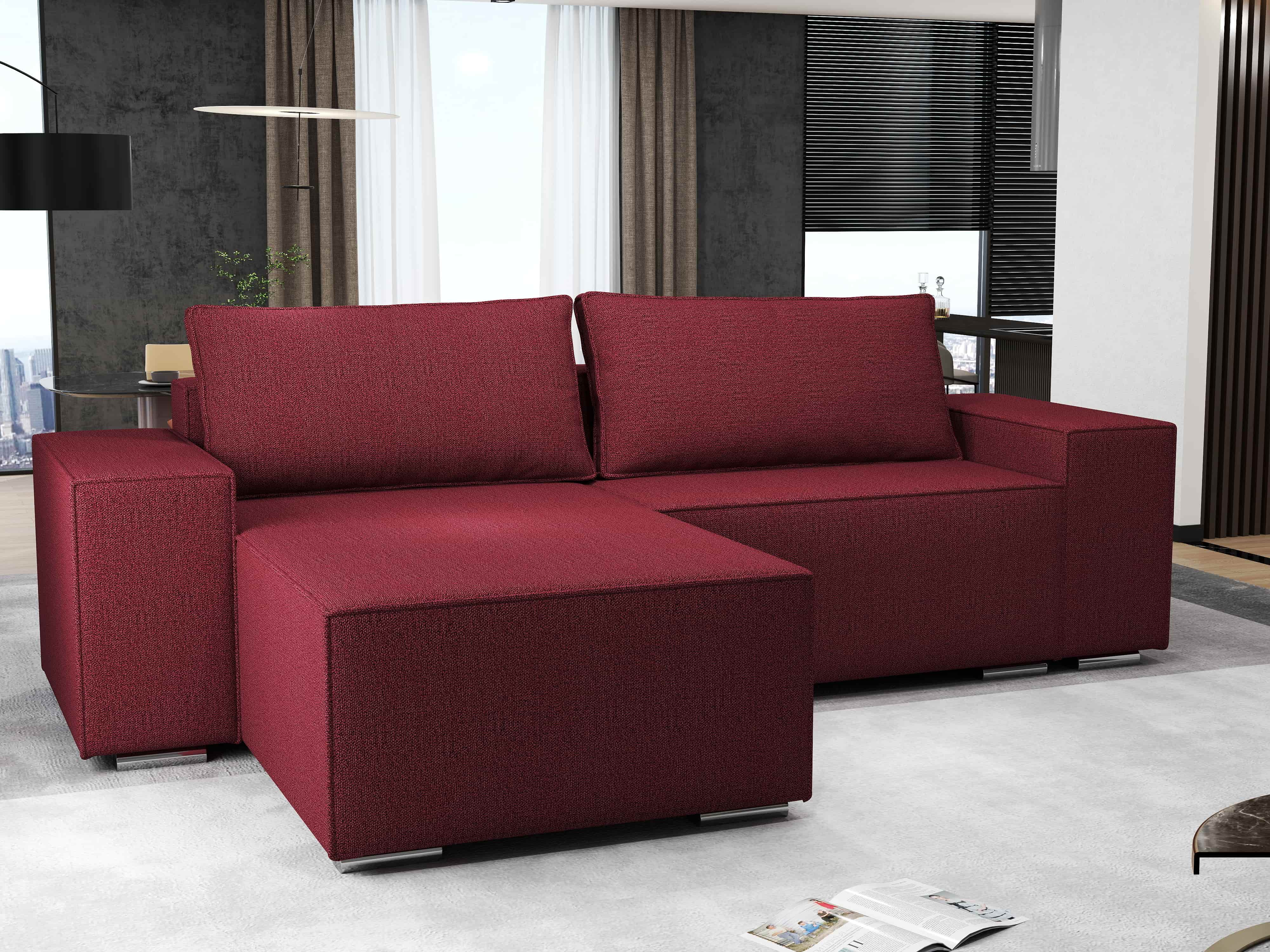Colțar extensibil dumonde cu ladă de depozitare si sezut confortabil din spuma HR, Dream Enjoy Rosu 290x185 cm Fabrica
