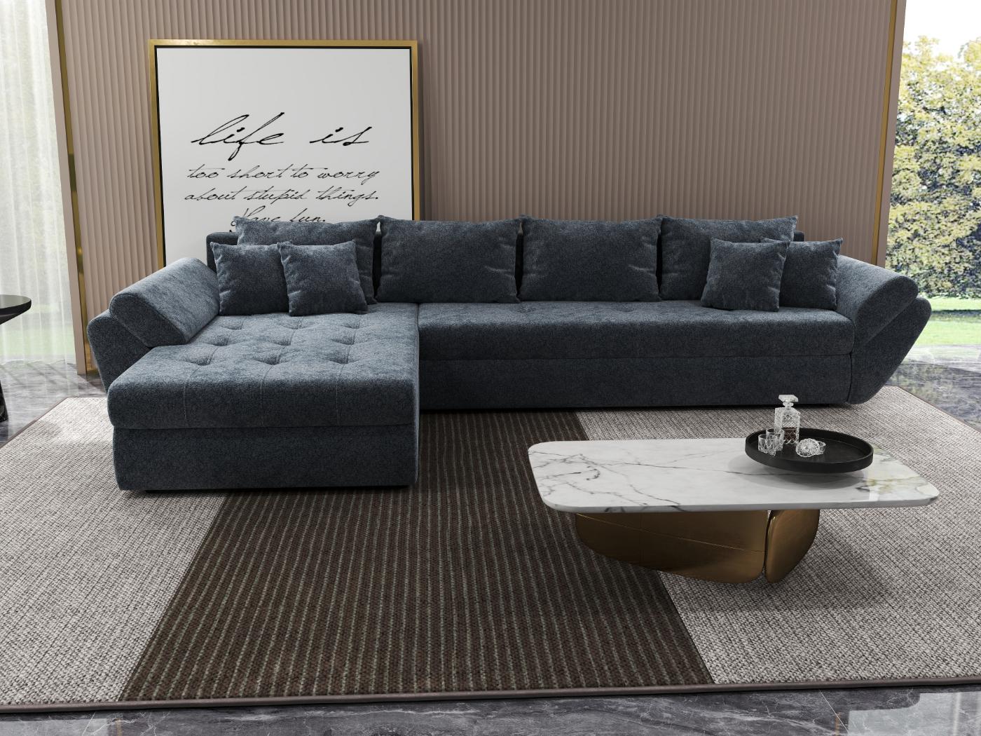 Colțar extensibil dumonde cu ladă de depozitare si sezut confortabil din spuma HR, Loana XL Euphoria Grafit 335x185 cm Fabrica