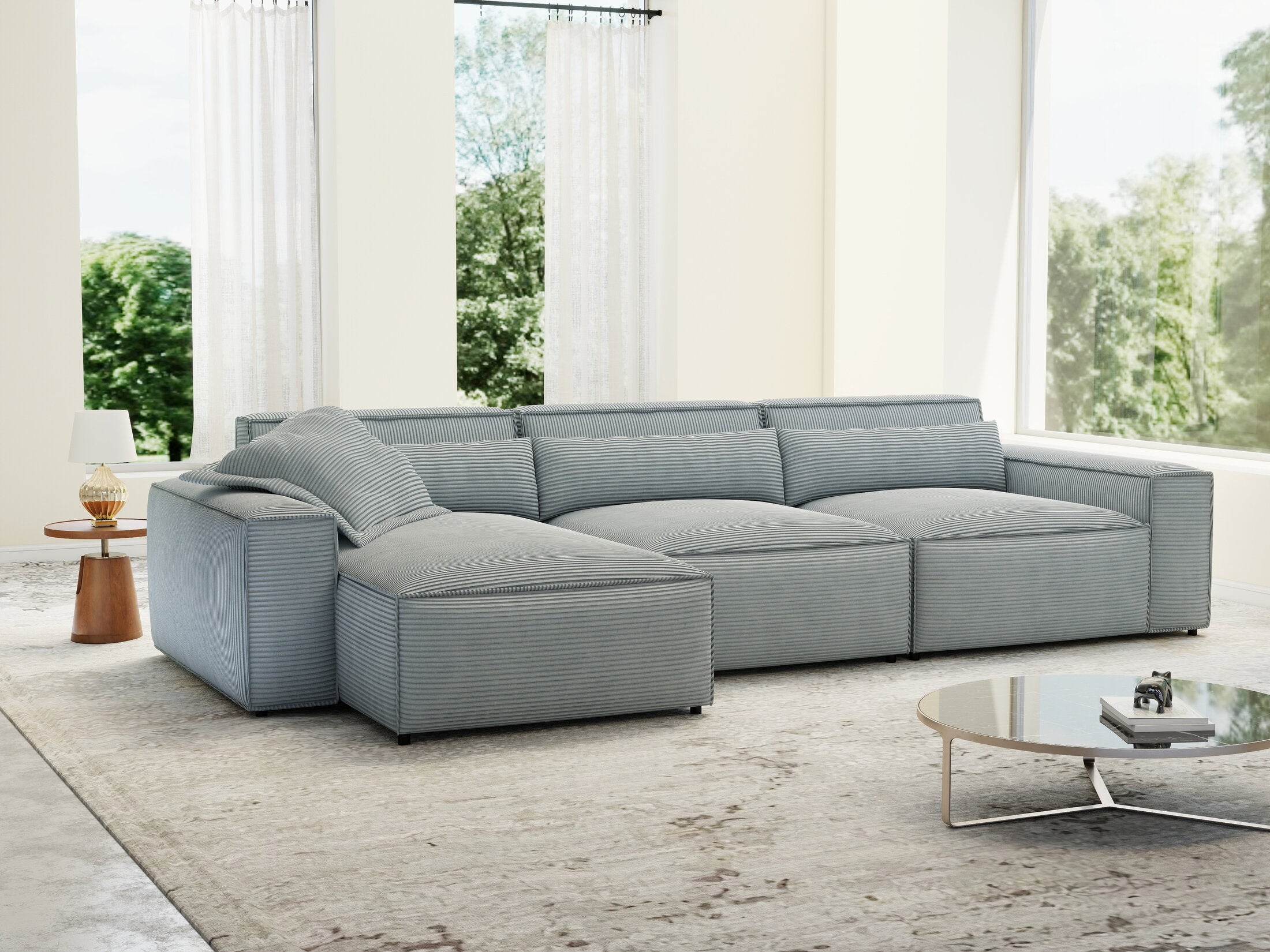 Colțar dumonde cu sezut confortabil din spuma HR, Marvelo XL Zoom Gri 366x175 cm