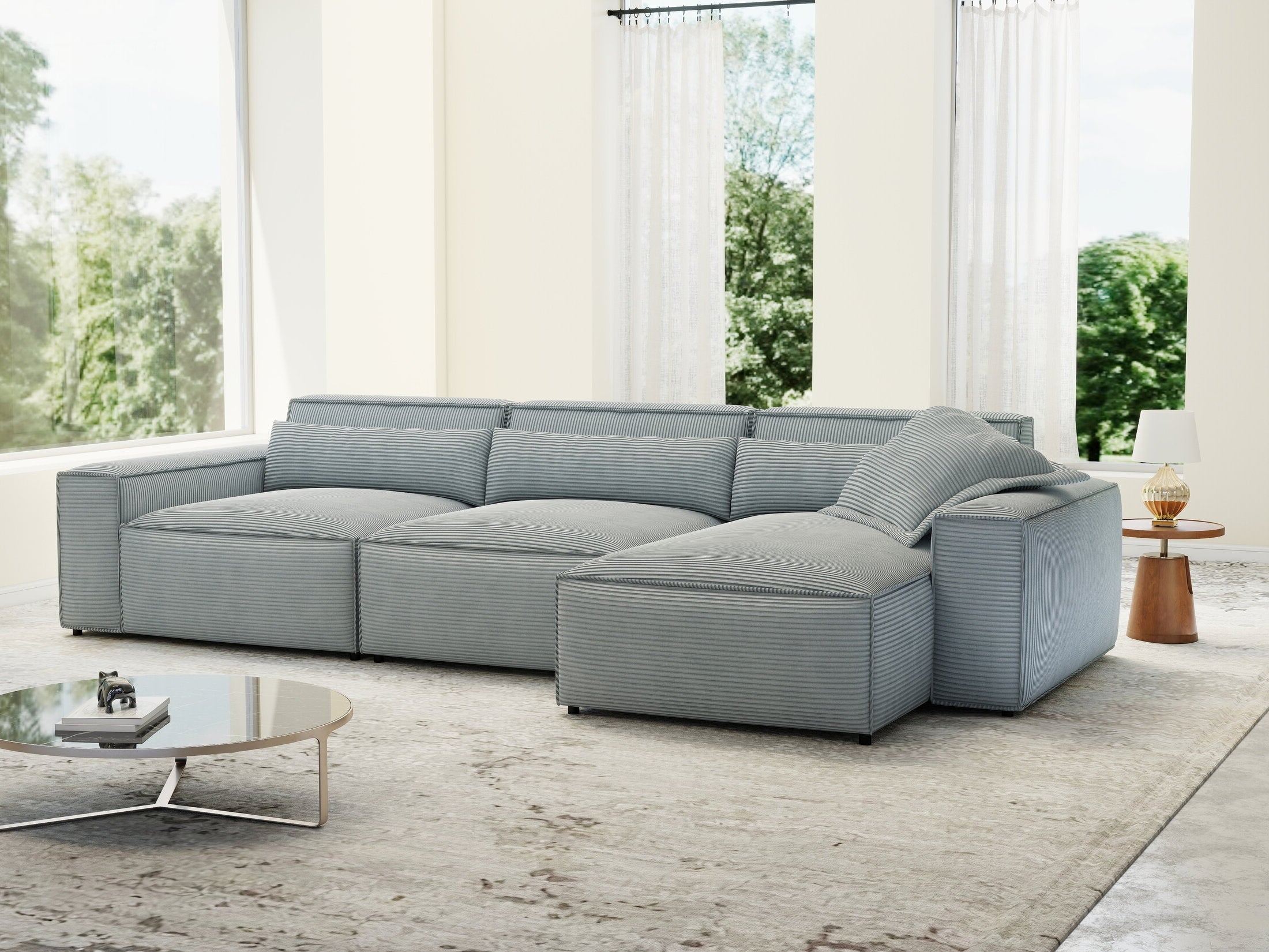 Colțar dumonde cu sezut confortabil din spuma HR, Marvelo XL Zoom Gri 366x175 cm II