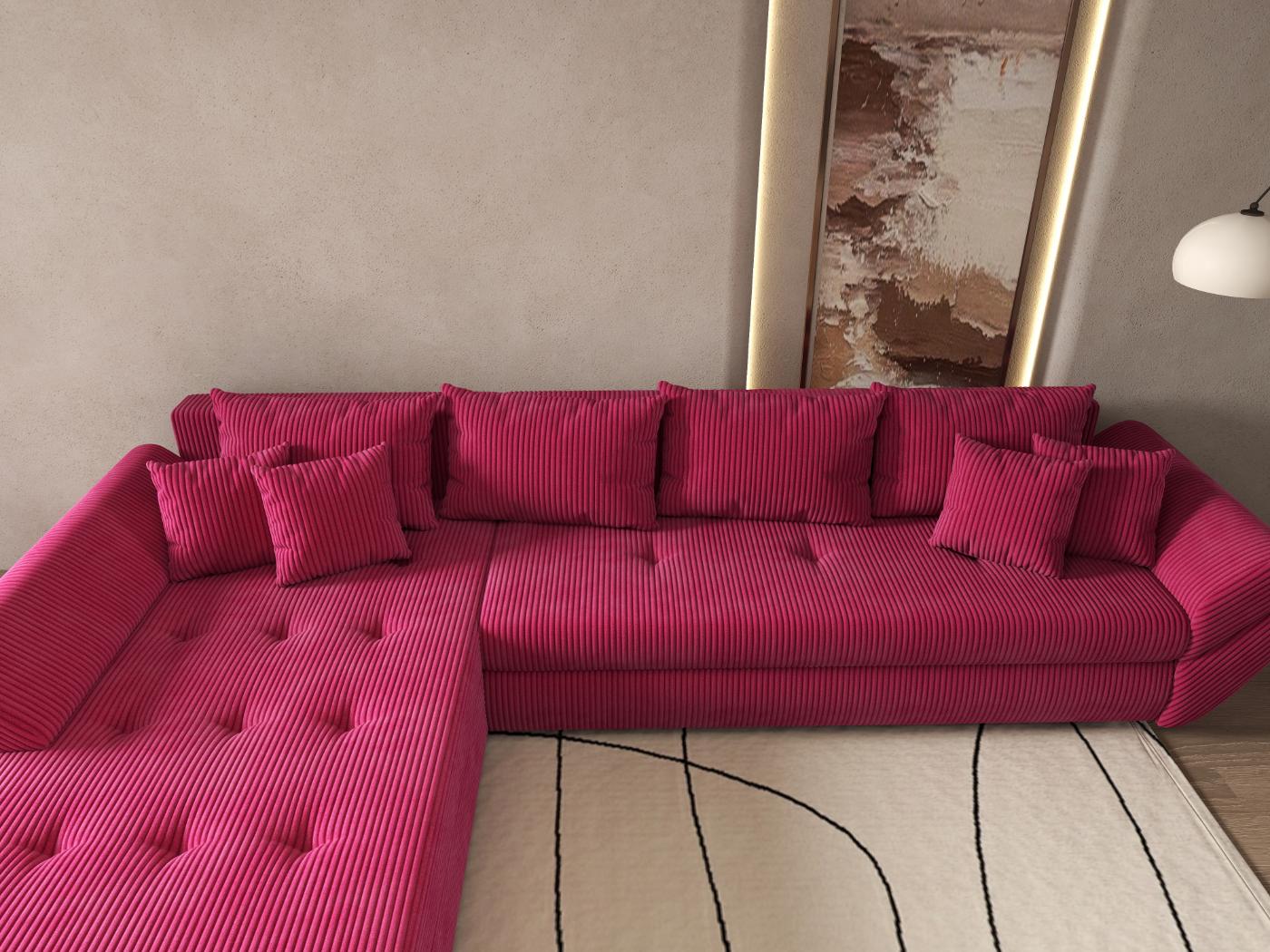 Colțar extensibil dumonde cu ladă de depozitare si sezut confortabil din spuma HR, Loana XL Zoom Rosu 335x185 cm Fabrica