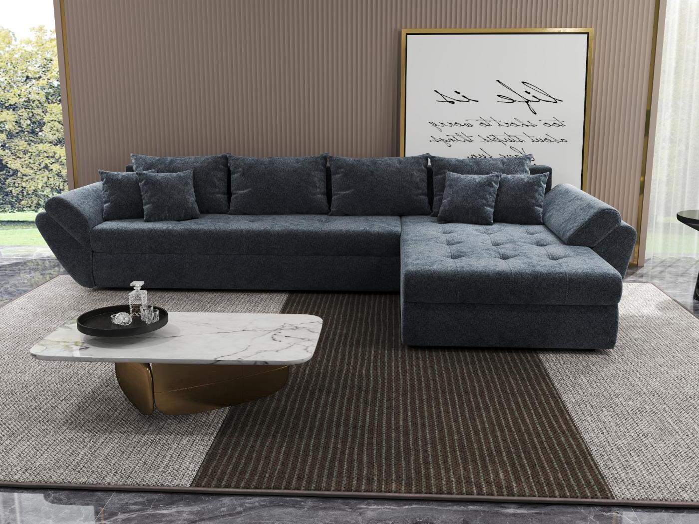 Colțar extensibil dumonde cu ladă de depozitare si sezut confortabil din spuma HR, Loana XL Euphoria Grafit II 335x185 cm Fabrica