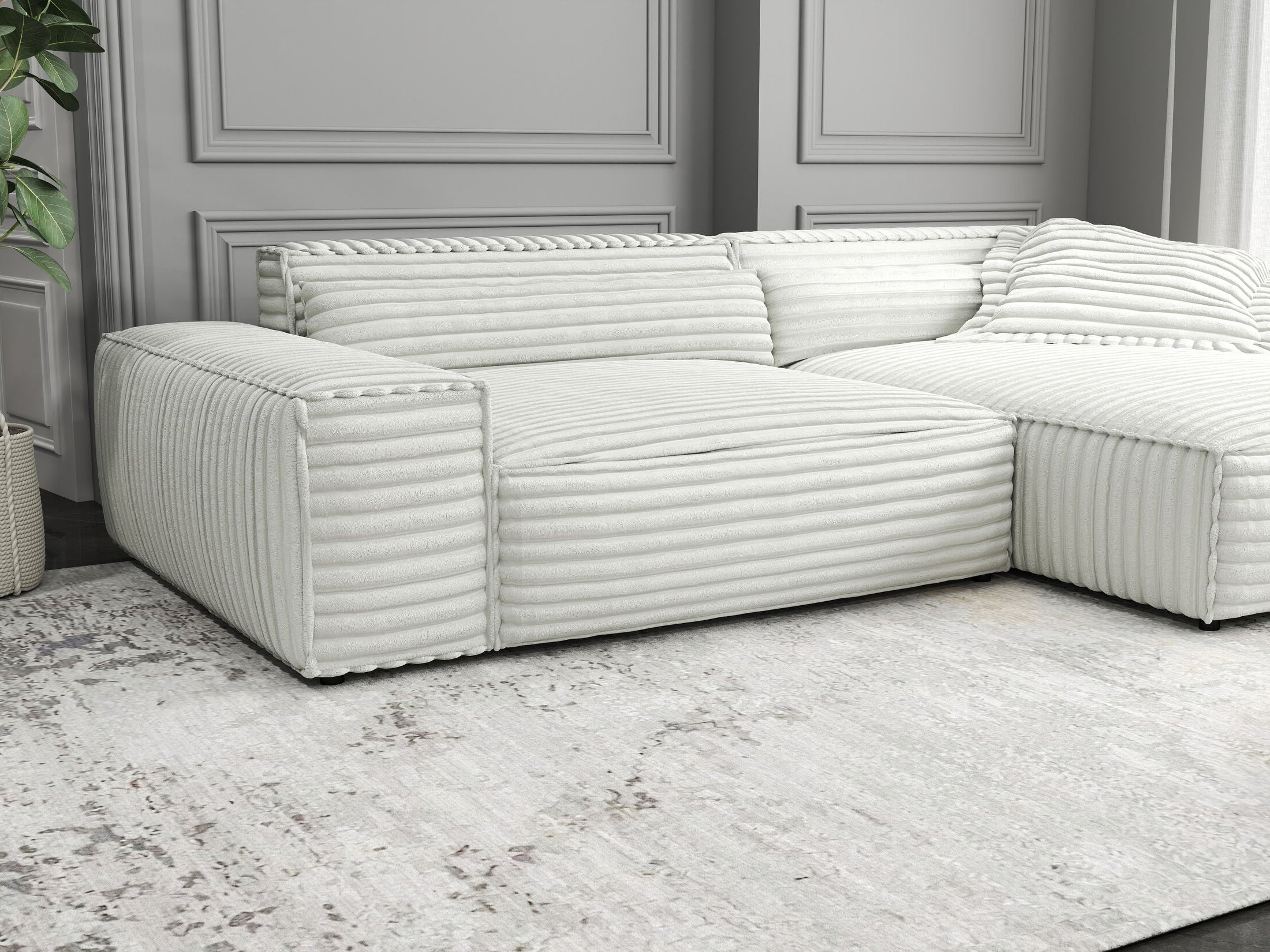 Colțar dumonde cu șezut confortabil din spumă HR, Marvelo Ambience Alb 264x175 cm II