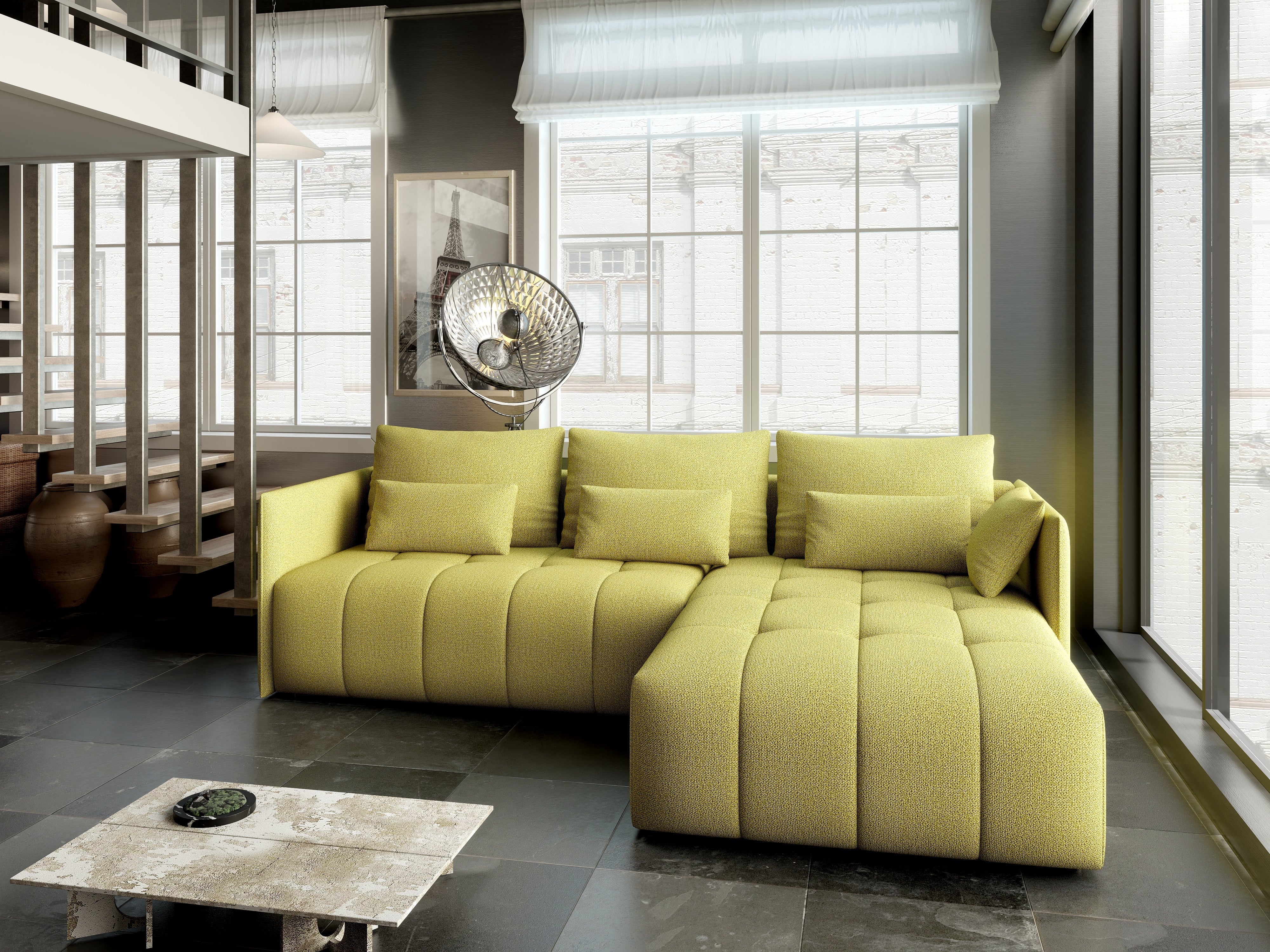 Colțar extensibil dumonde cu ladă de depozitare si sezut confortabil din spuma HR, Malta Enjoy Green II 235x185 cm Fabrica