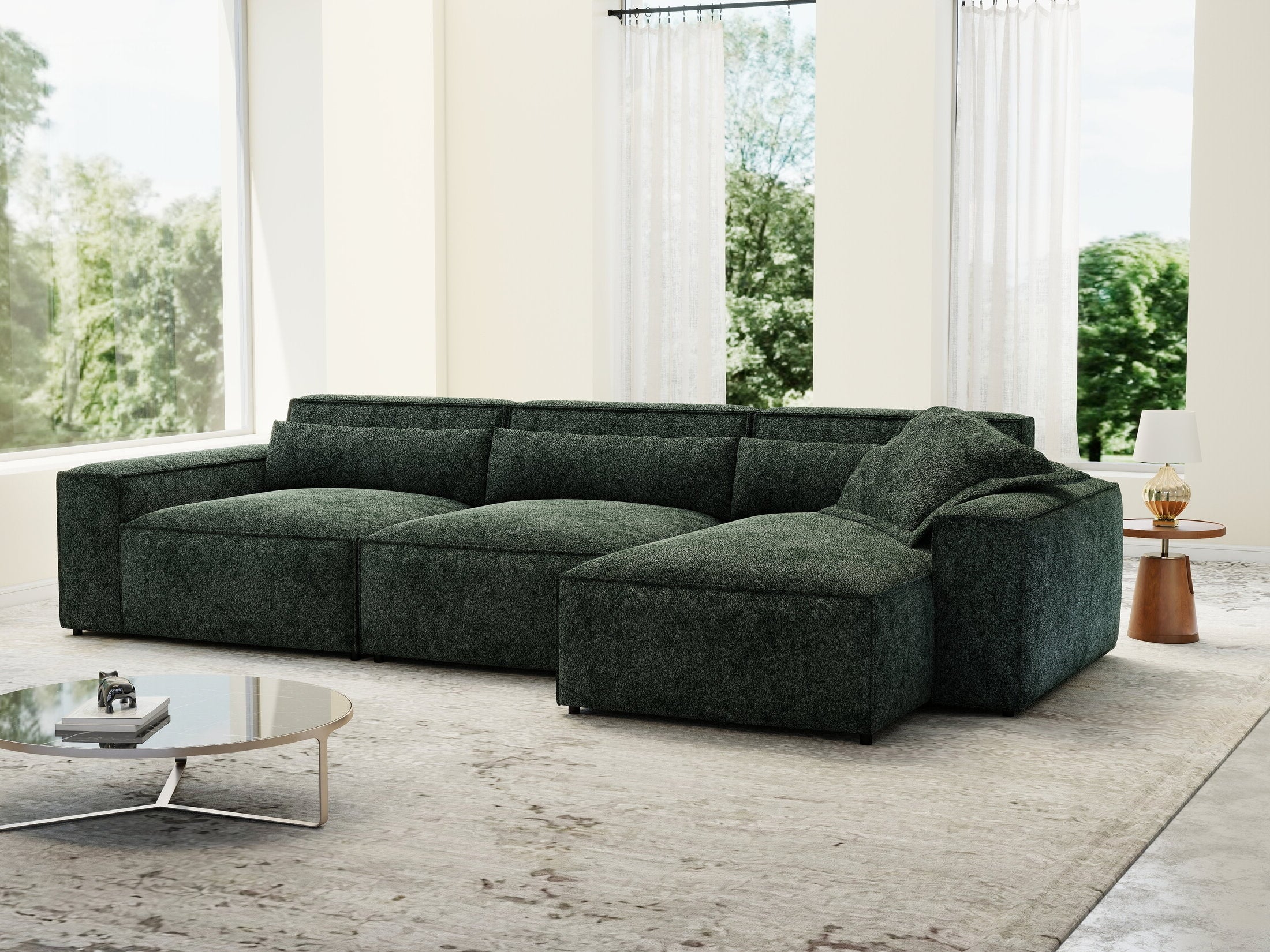 Colțar dumonde cu sezut confortabil din spuma HR, Marvelo XL Euphoria Verde 366x175 cm II