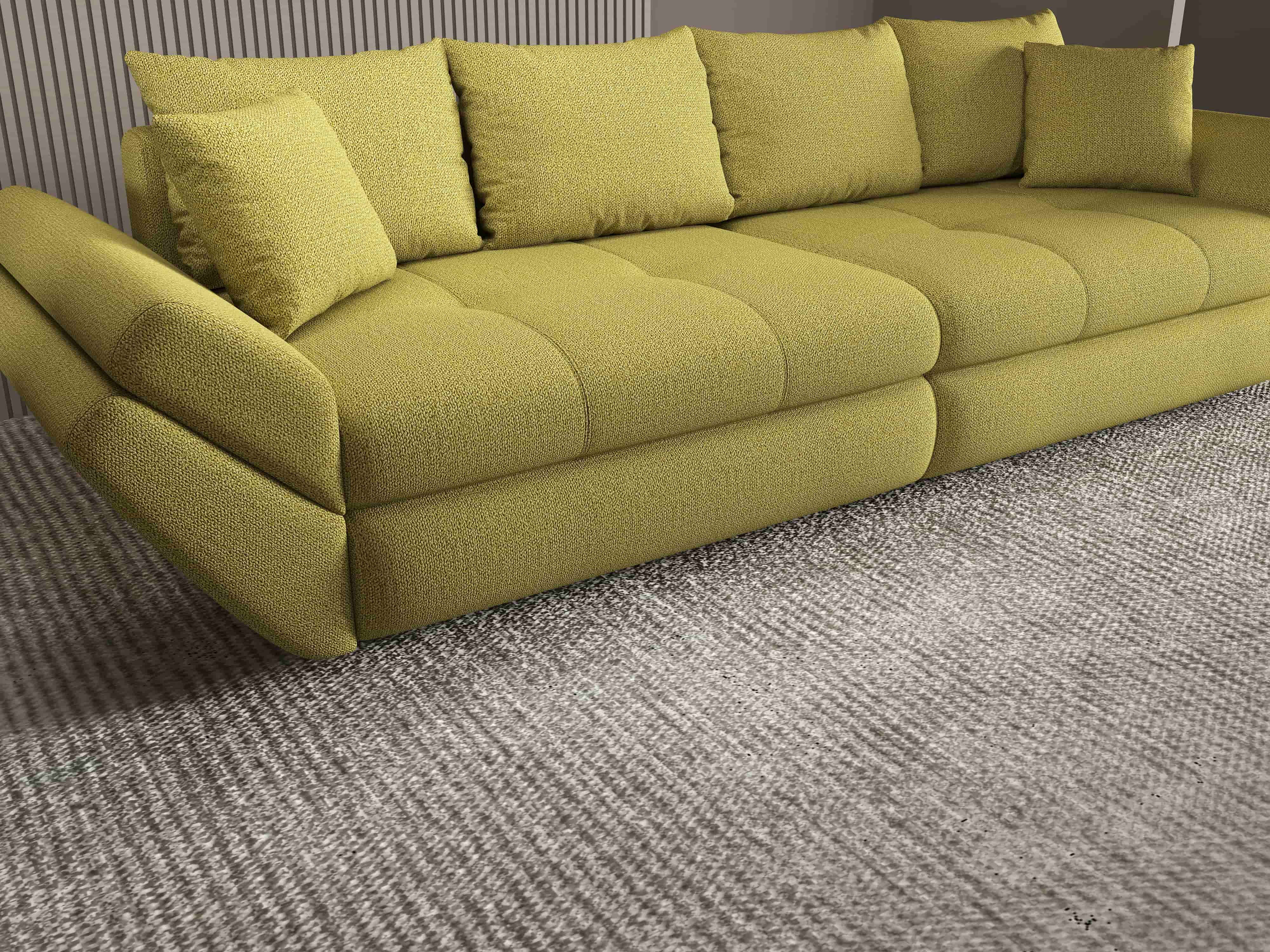 Canapea extensibilă dumonde cu ladă de depozitare si sezut confortabil din spuma HR, Loana Enjoy Verde 300x100 cm Fabrica