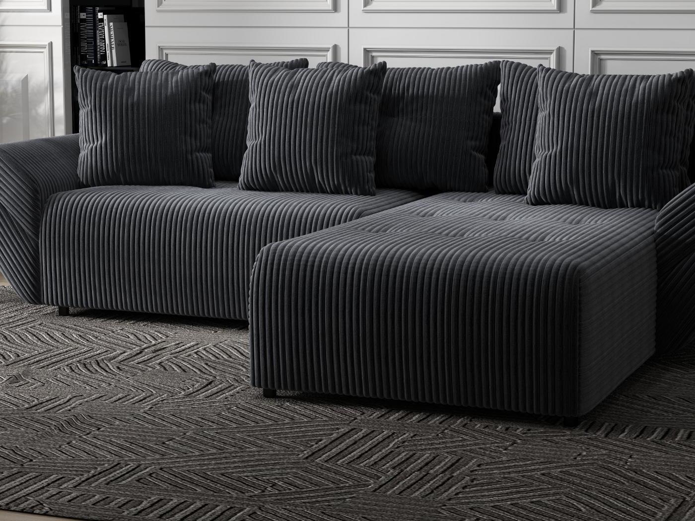 Colțar extensibil dumonde cu ladă de depozitare si sezut confortabil din spuma HR, Berlin Ambience Gri 280x185 cm II Fabrica