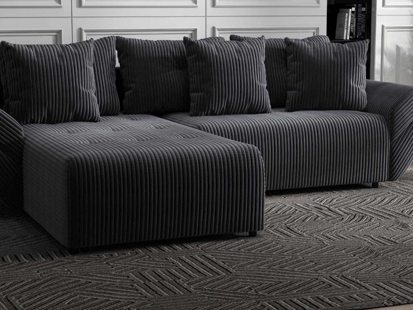 Colțar extensibil dumonde cu ladă de depozitare si sezut confortabil din spuma HR, Berlin Ambience Gri 280x185 cm Fabrica