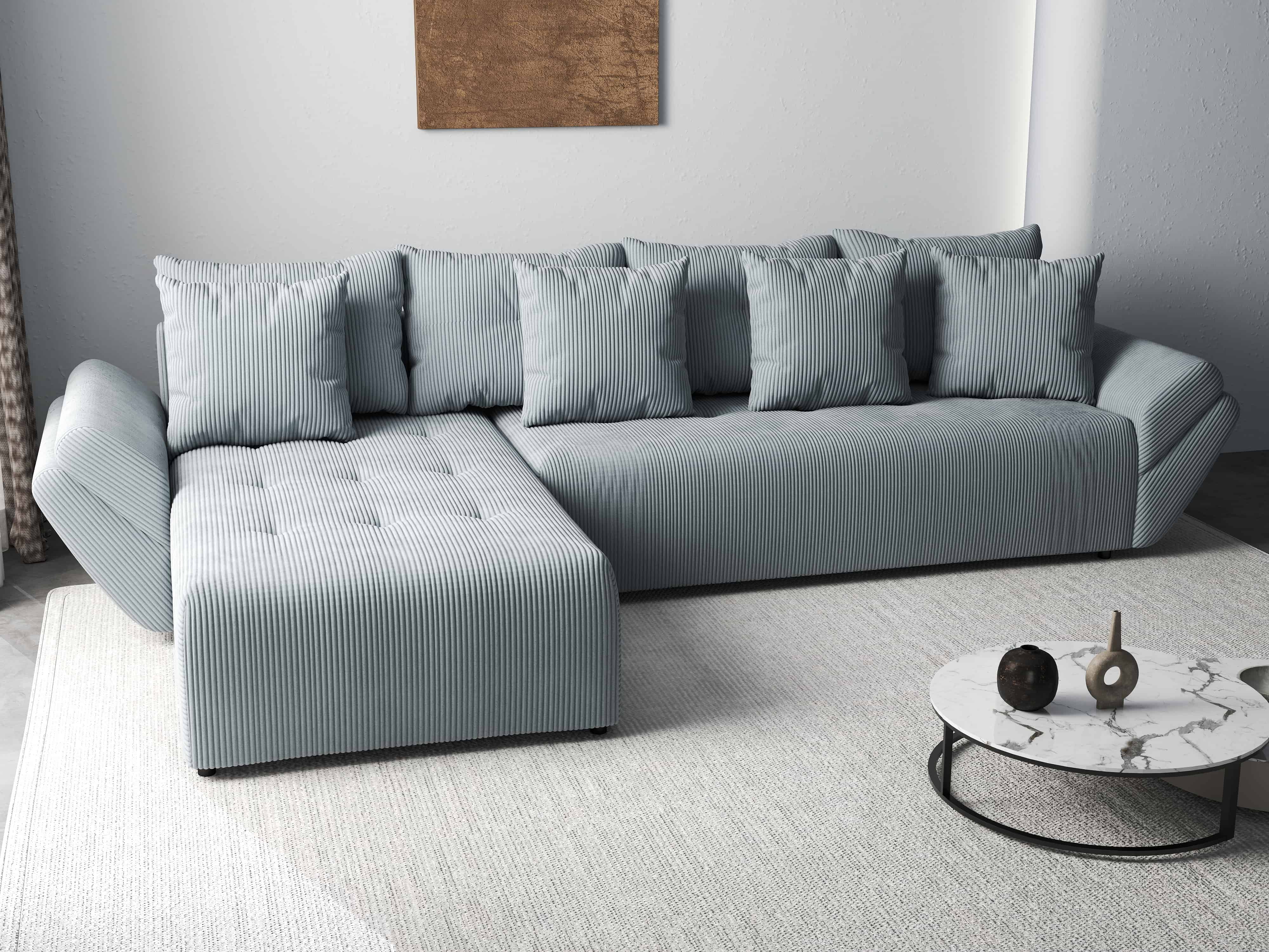 Colțar extensibil dumonde cu ladă de depozitare si sezut confortabil din spuma HR, Berlin XL Zoom Grey 350x185 cm Fabrica