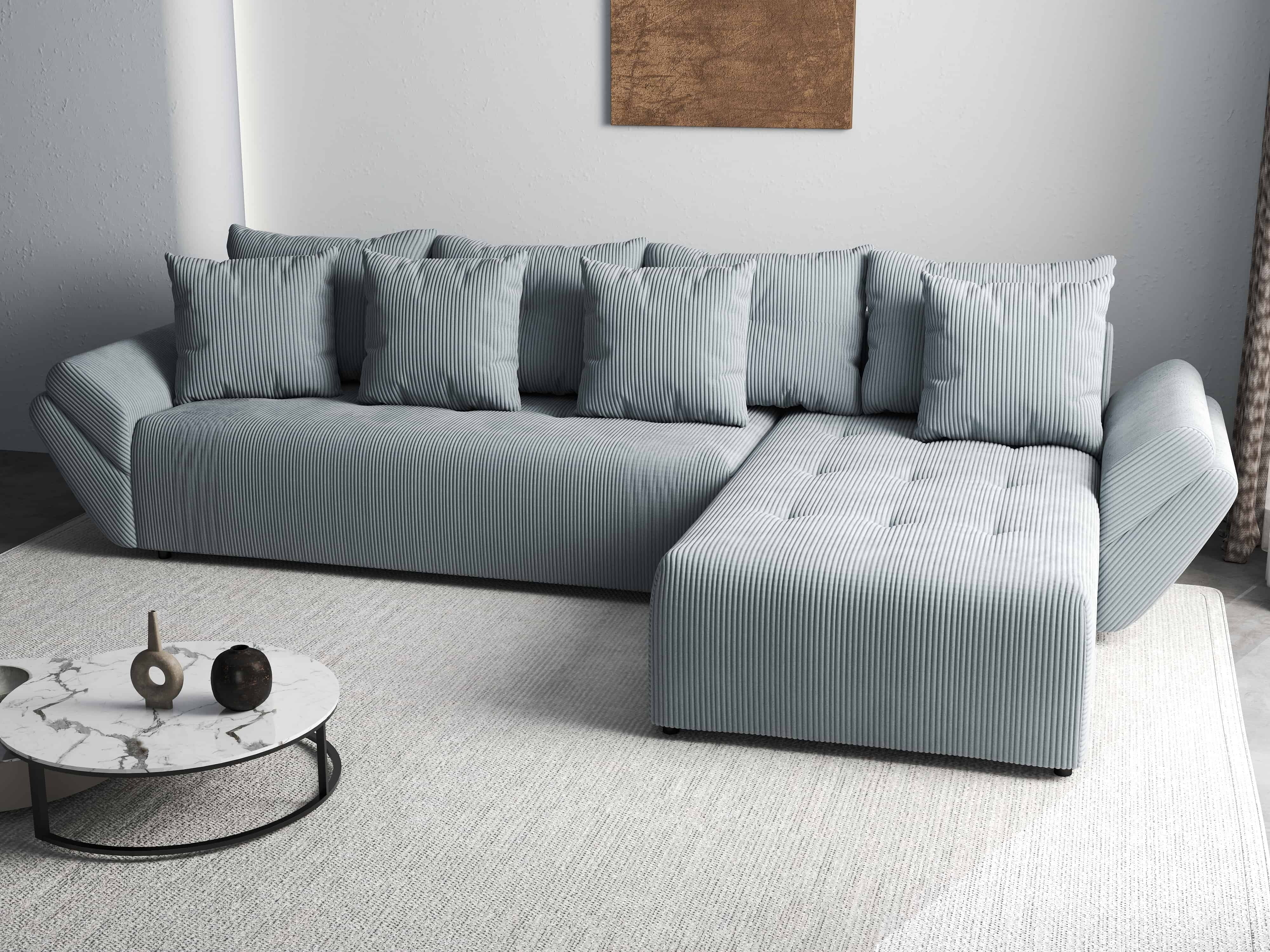 Colțar extensibil dumonde cu ladă de depozitare si sezut confortabil din spuma HR, Berlin XL Zoom Grey II 350x185 cm Fabrica