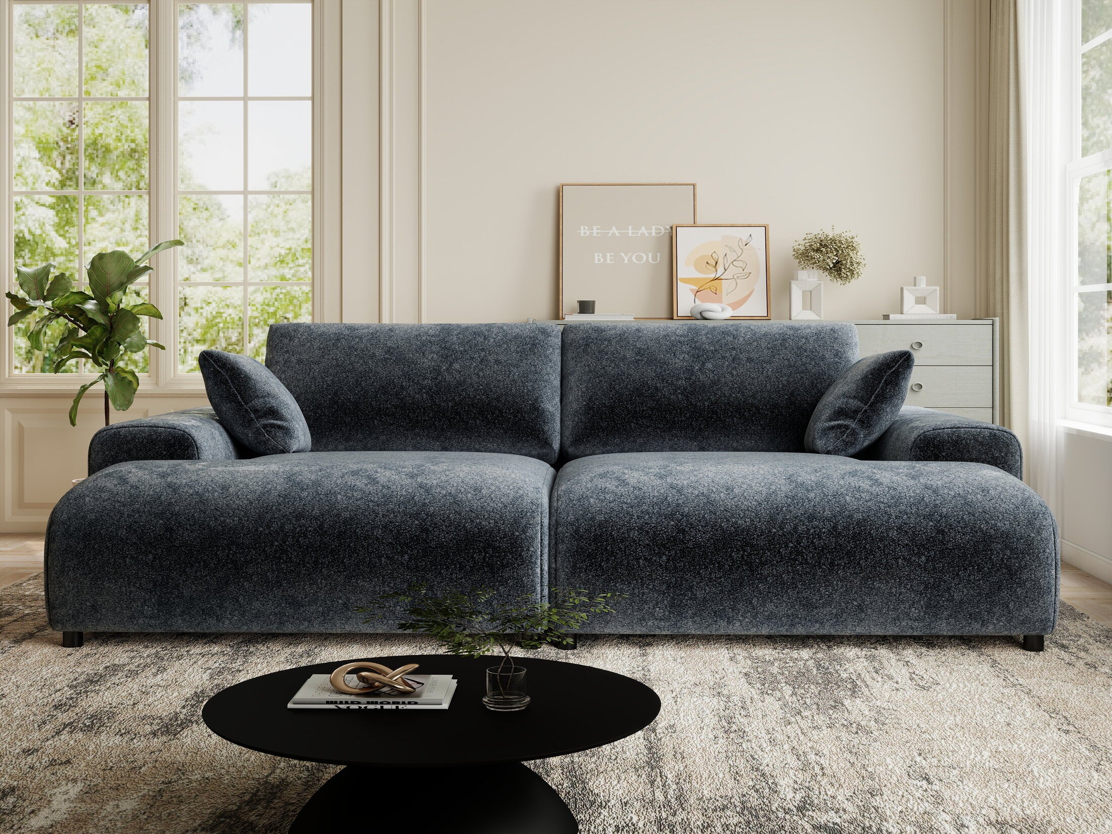 Canapea dumonde cu sezut confortabil din spuma HR, Hudson Euphoria Gri Grafit 237x144 cm