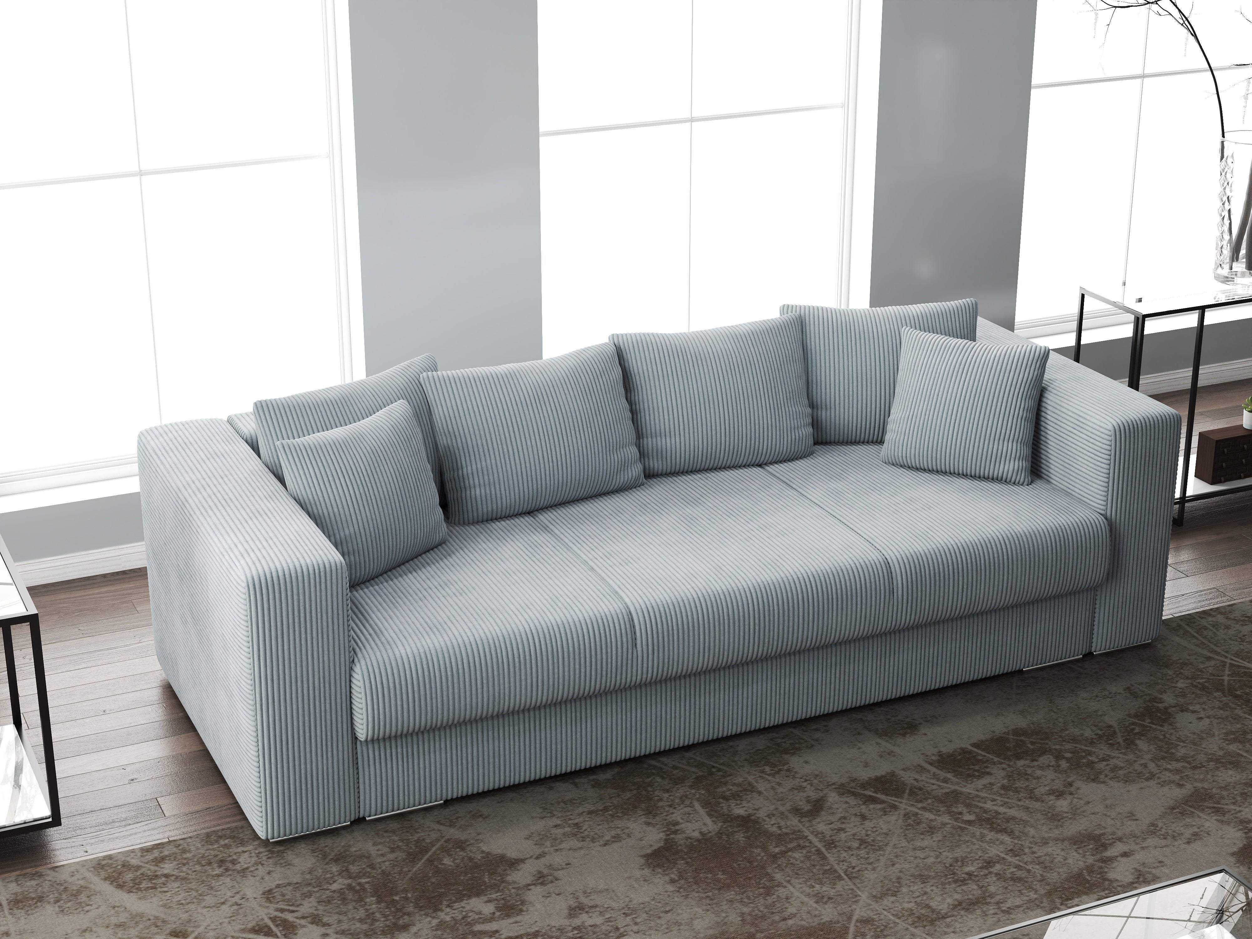 Canapea extensibilă dumonde cu ladă de depozitare si sezut confortabil din spuma HR, Gloria Zoom Grey 240x100 cm Fabrica