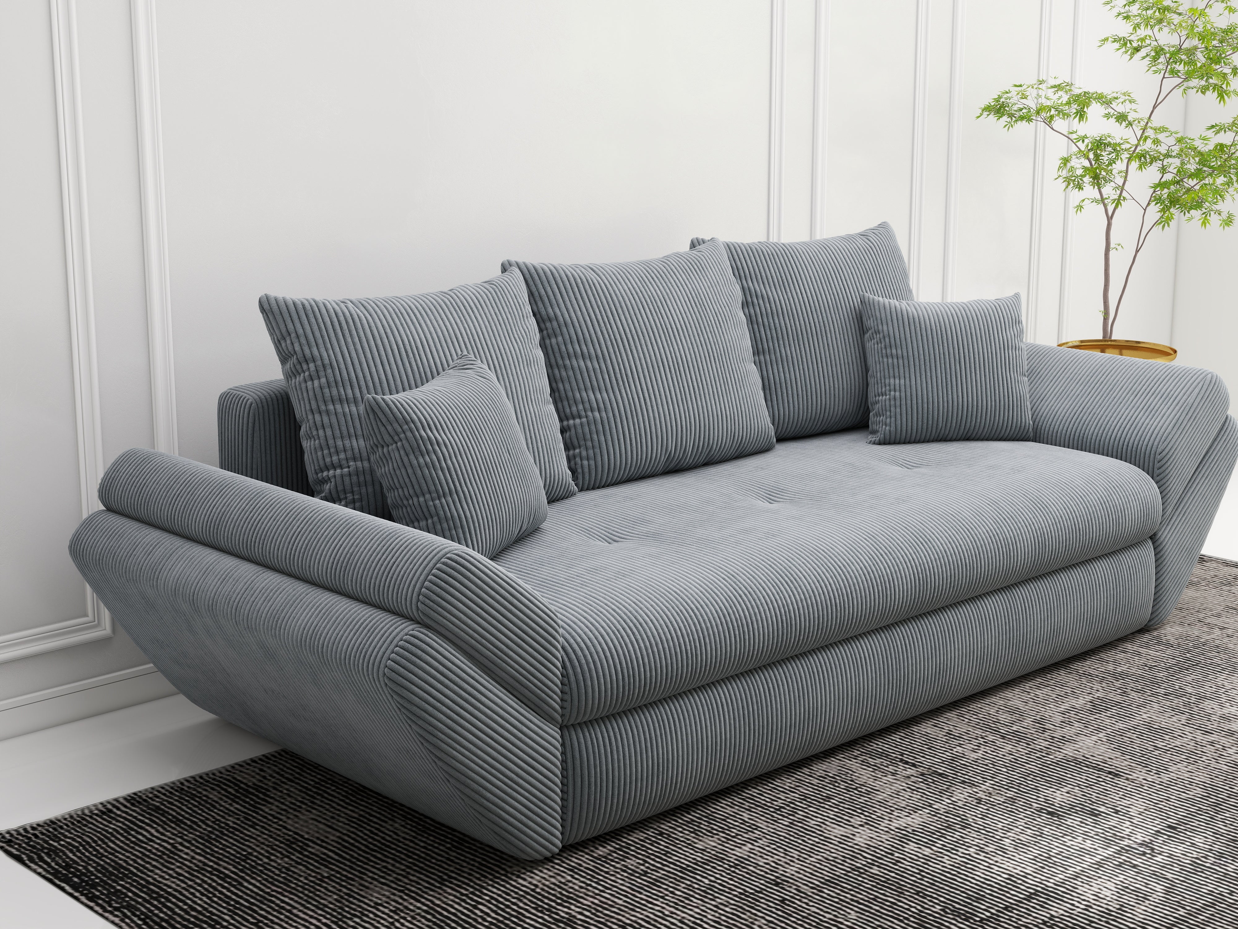 Canapea extensibilă dumonde cu ladă de depozitare si sezut confortabil din spuma HR, Loana Zoom Grey 250x100 cm Fabrica