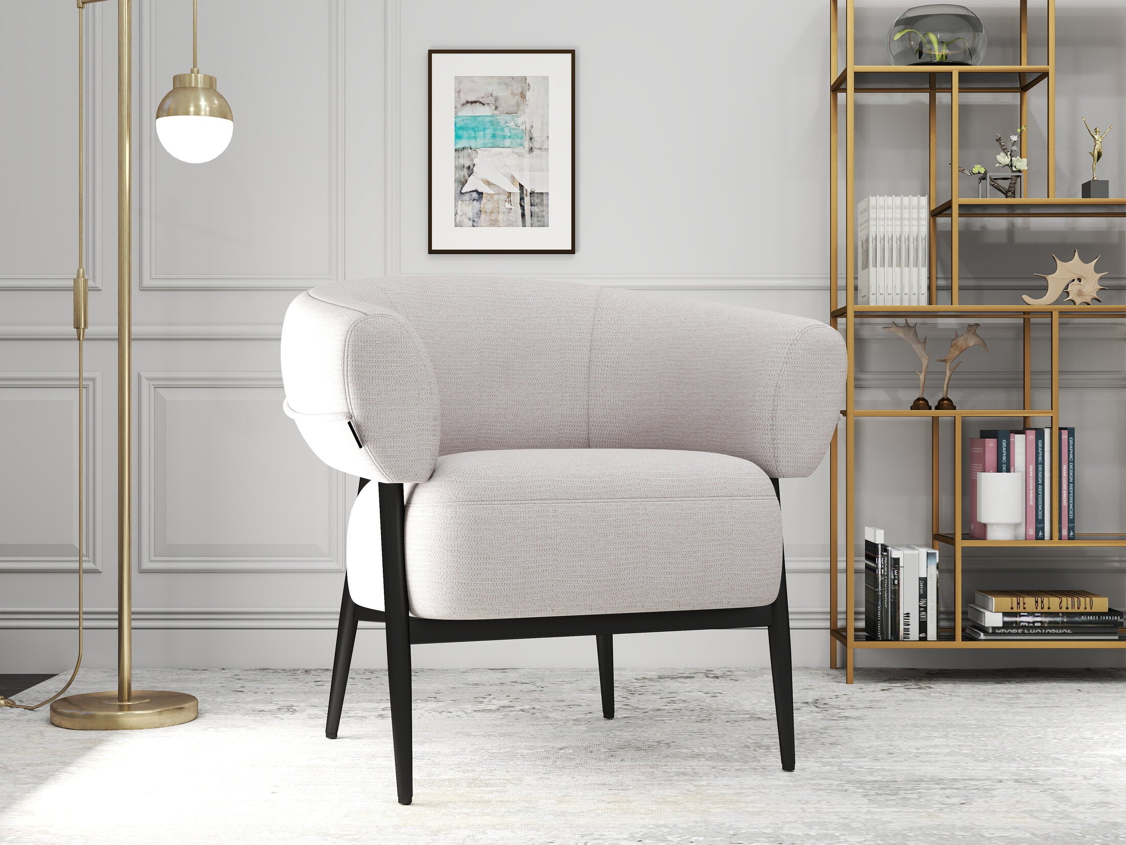 Fotoliu dumonde tapitat Alb modern Elysia 71x81cm