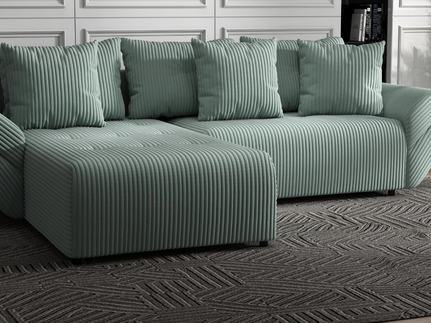 Colțar extensibil dumonde cu ladă de depozitare si sezut confortabil din spuma HR, Berlin Ambience Mint 280x185 cm Fabrica