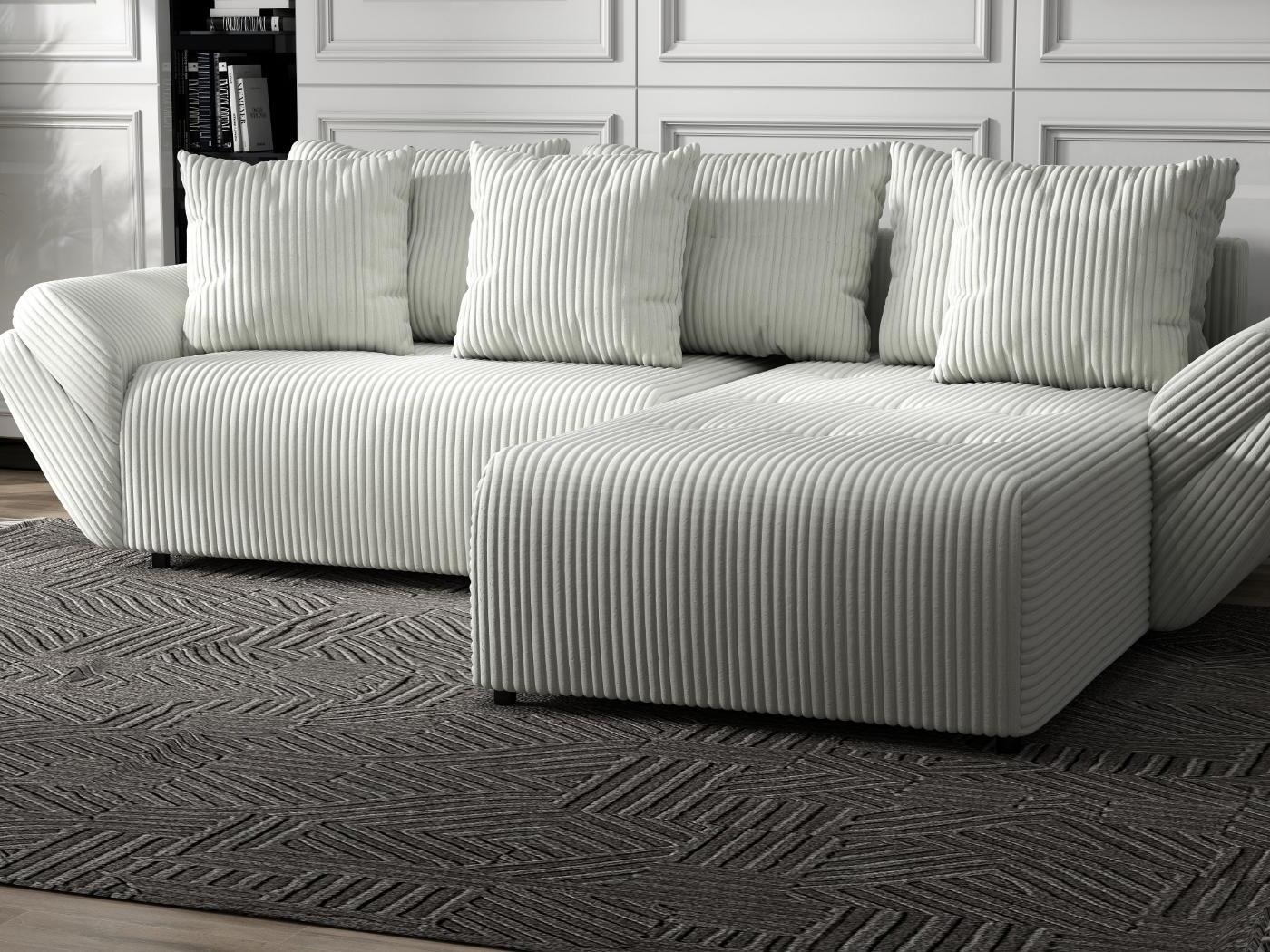 Colțar extensibil dumonde cu ladă de depozitare si sezut confortabil din spuma HR, Berlin Ambience Ivory 280x185 cm II Fabrica