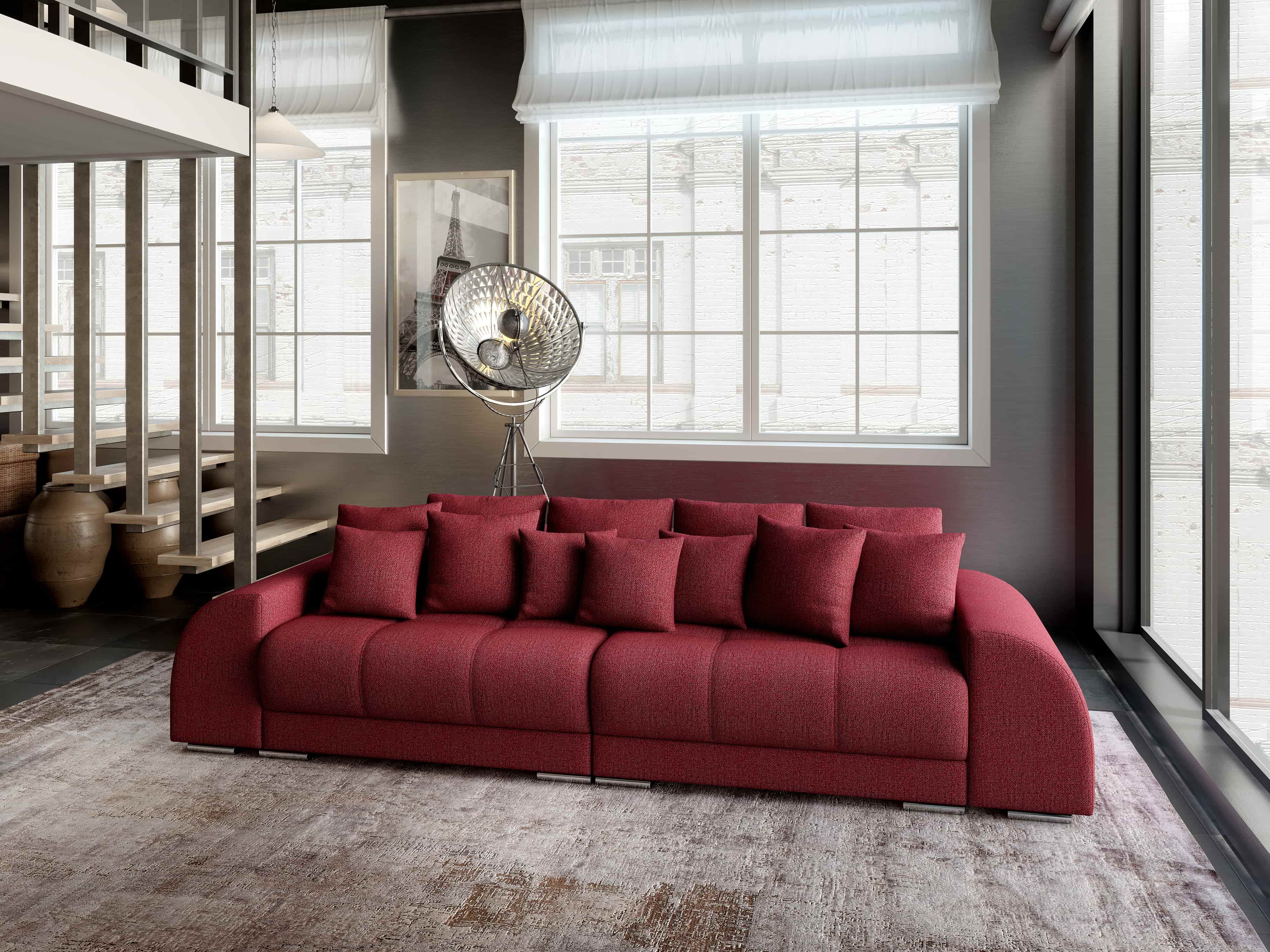 Canapea extensibilă dumonde cu 2 lăzi de depozitare si sezut confortabil din spuma HR, Verona Enjoy Red 310x100 cm Fabrica