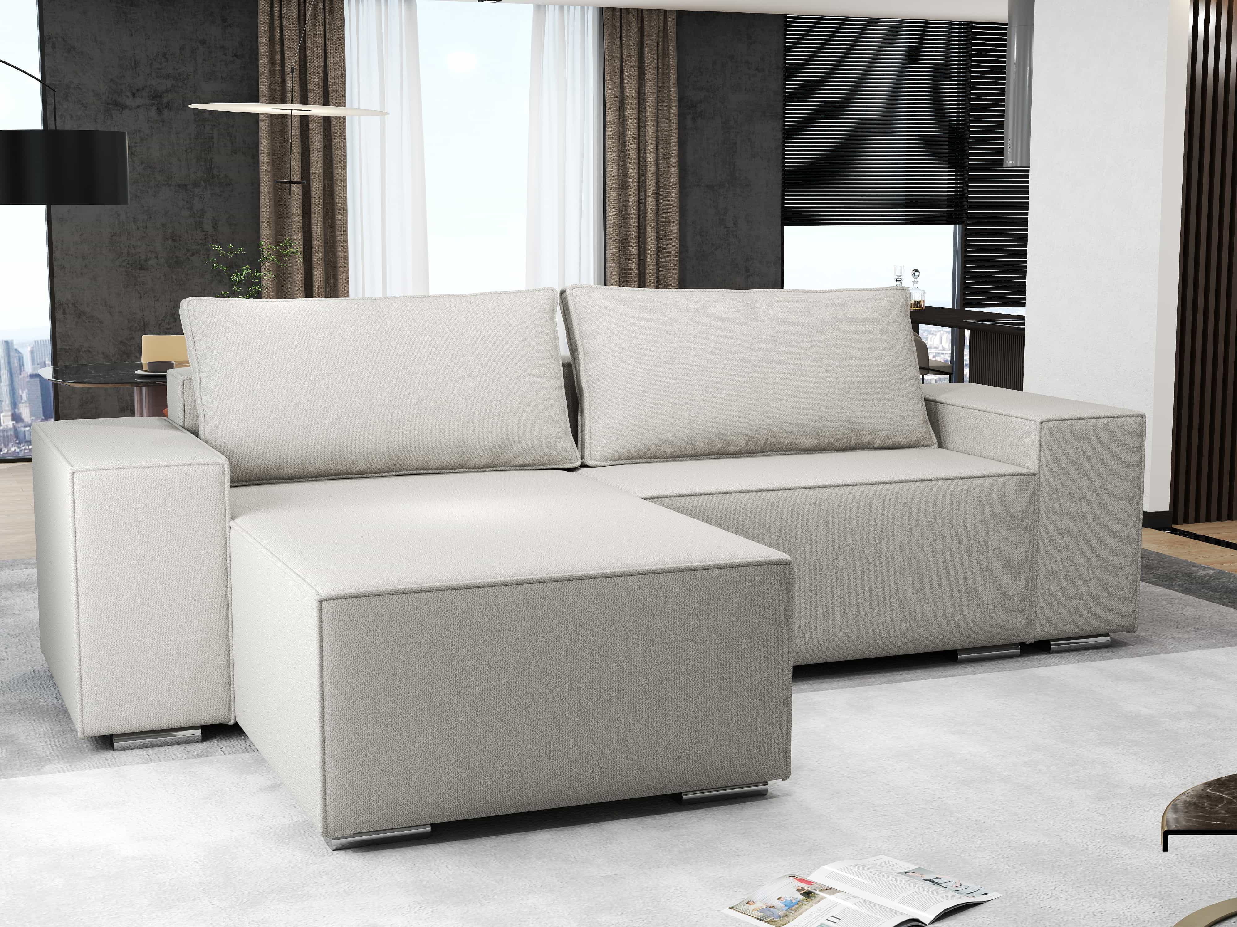 Colțar extensibil dumonde cu ladă de depozitare si sezut confortabil din spuma HR, Dream Enjoy Bej 290x185 cm Fabrica