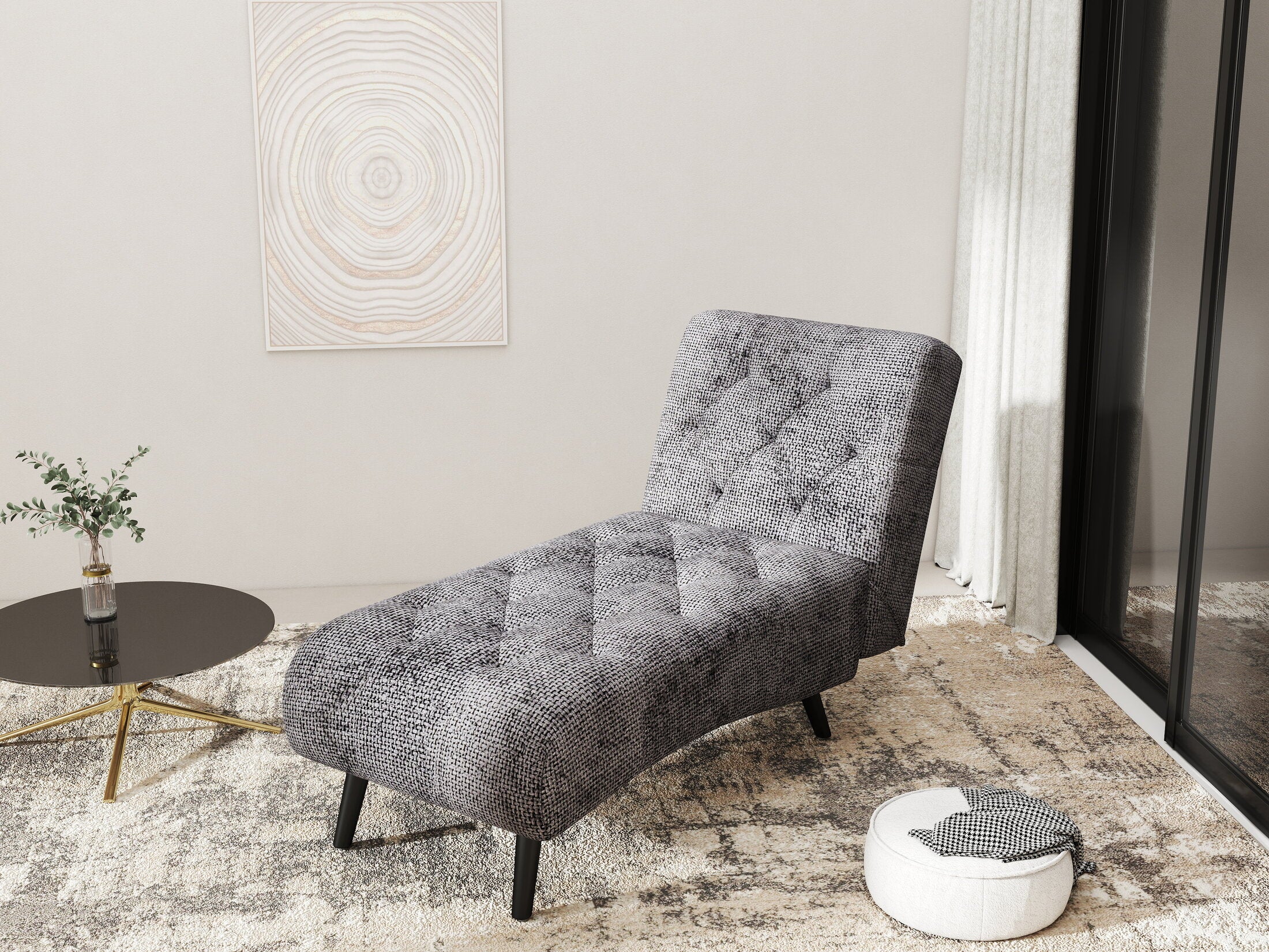 Fotoliu dumonde tapitat Gri modern Armoné 65x146cm