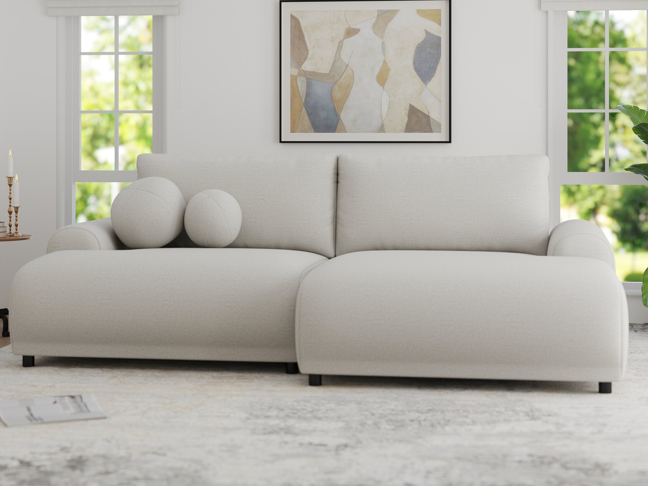 Colțar extensibil dumonde cu ladă de depozitare și șezut confortabil din spumă HR, Carlo Enjoy Bej 240x145 cm II