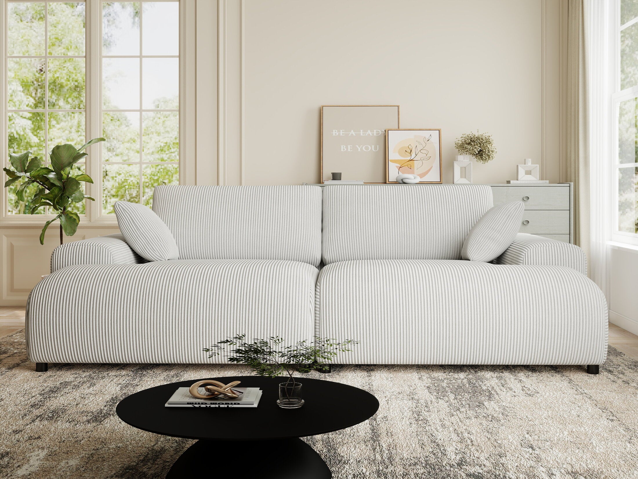 Canapea dumonde cu sezut confortabil din spuma HR, Hudson Zoom Gri 237x144 cm