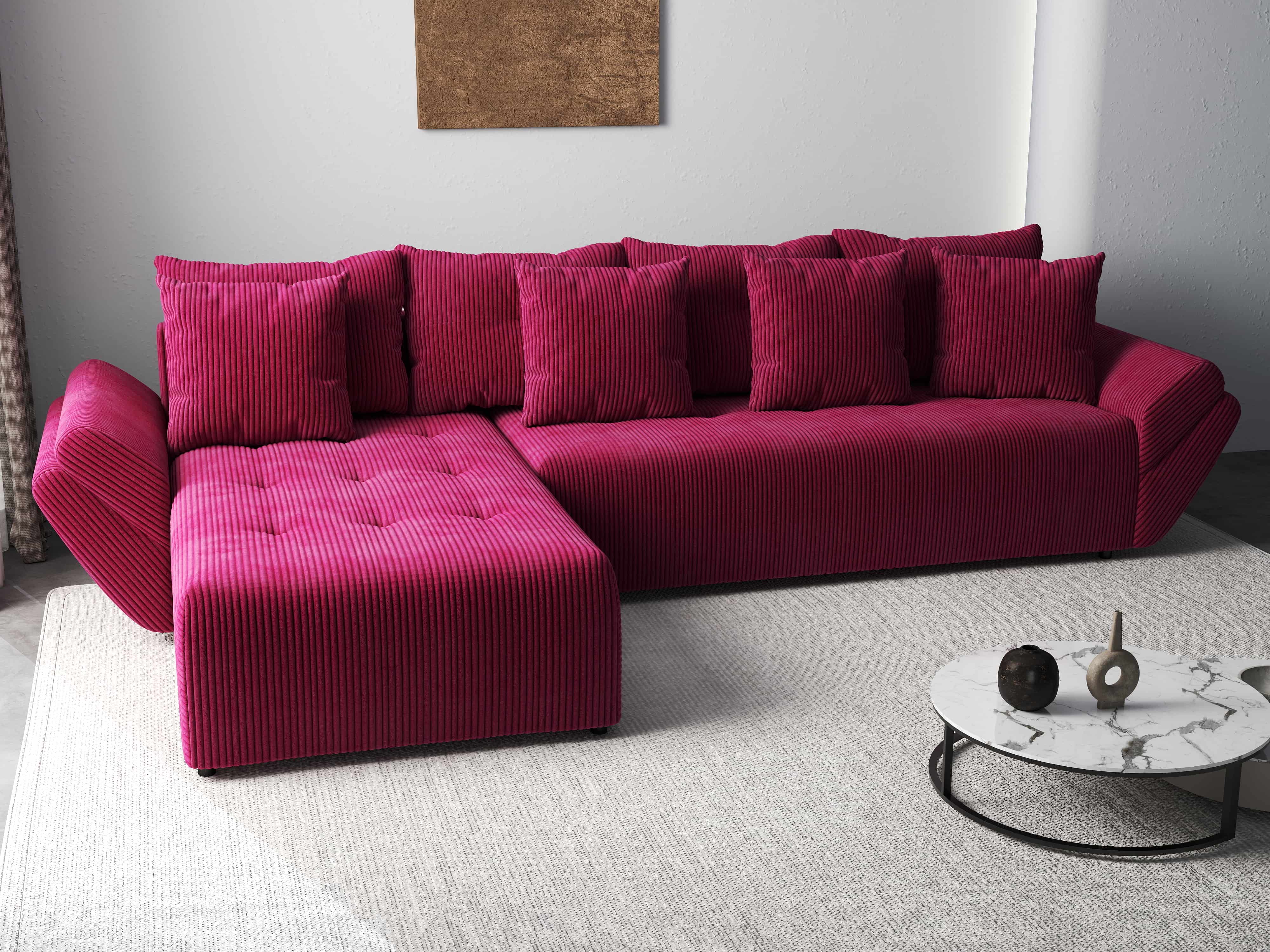 Colțar extensibil dumonde cu ladă de depozitare si sezut confortabil din spuma HR, Berlin XL Zoom Red 350x185 cm Fabrica