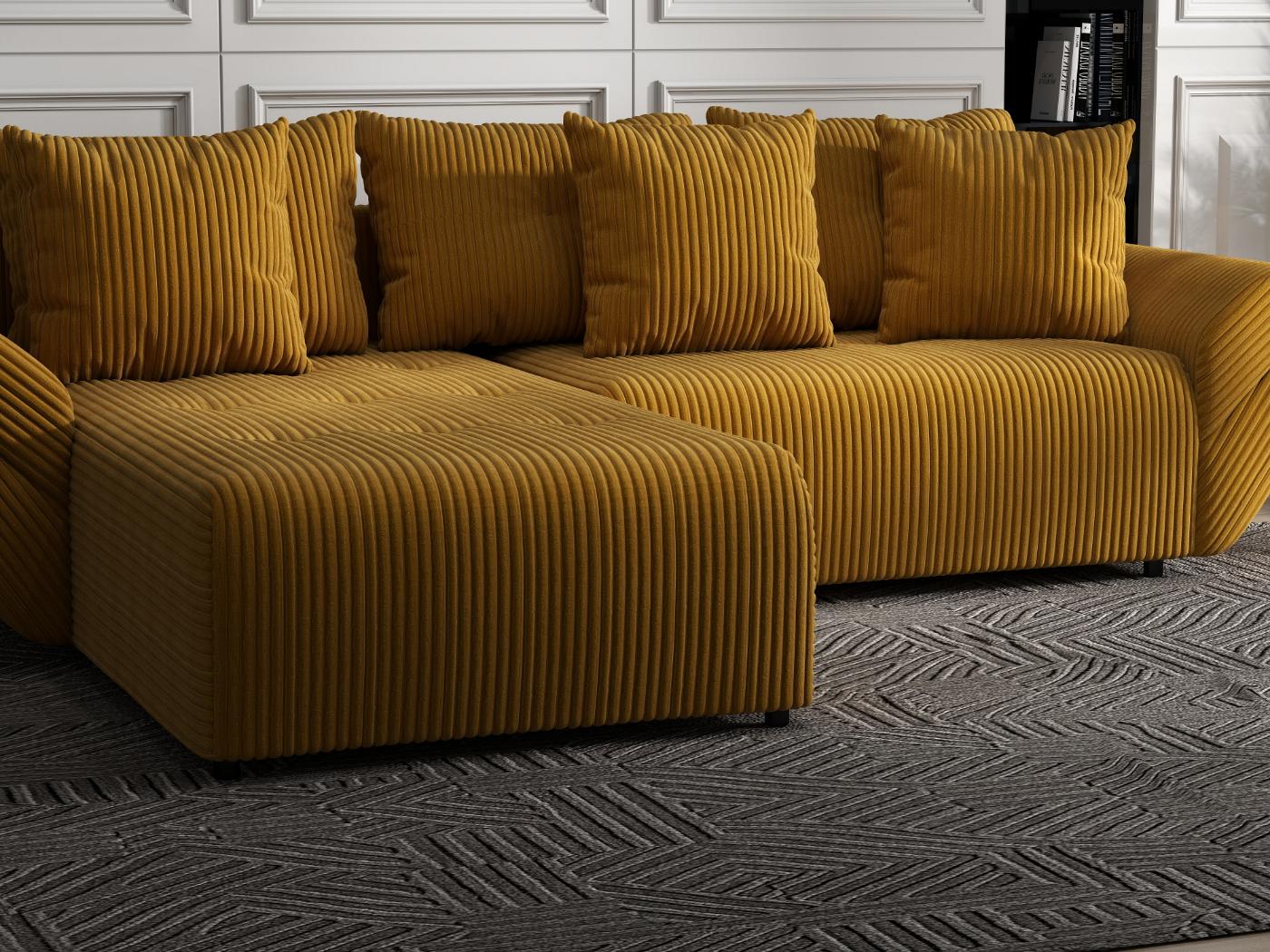 Colțar extensibil dumonde cu ladă de depozitare si sezut confortabil din spuma HR, Berlin Ambience Mustar 280x185 cm Fabrica