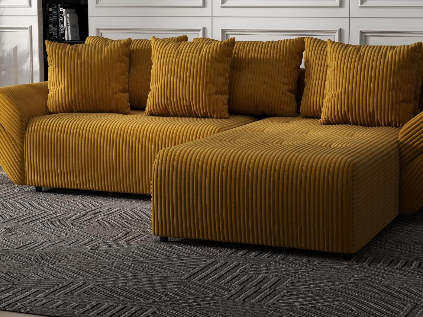 Colțar extensibil dumonde cu ladă de depozitare si sezut confortabil din spuma HR, Berlin Ambience Mustar 280x185 cm II Fabrica