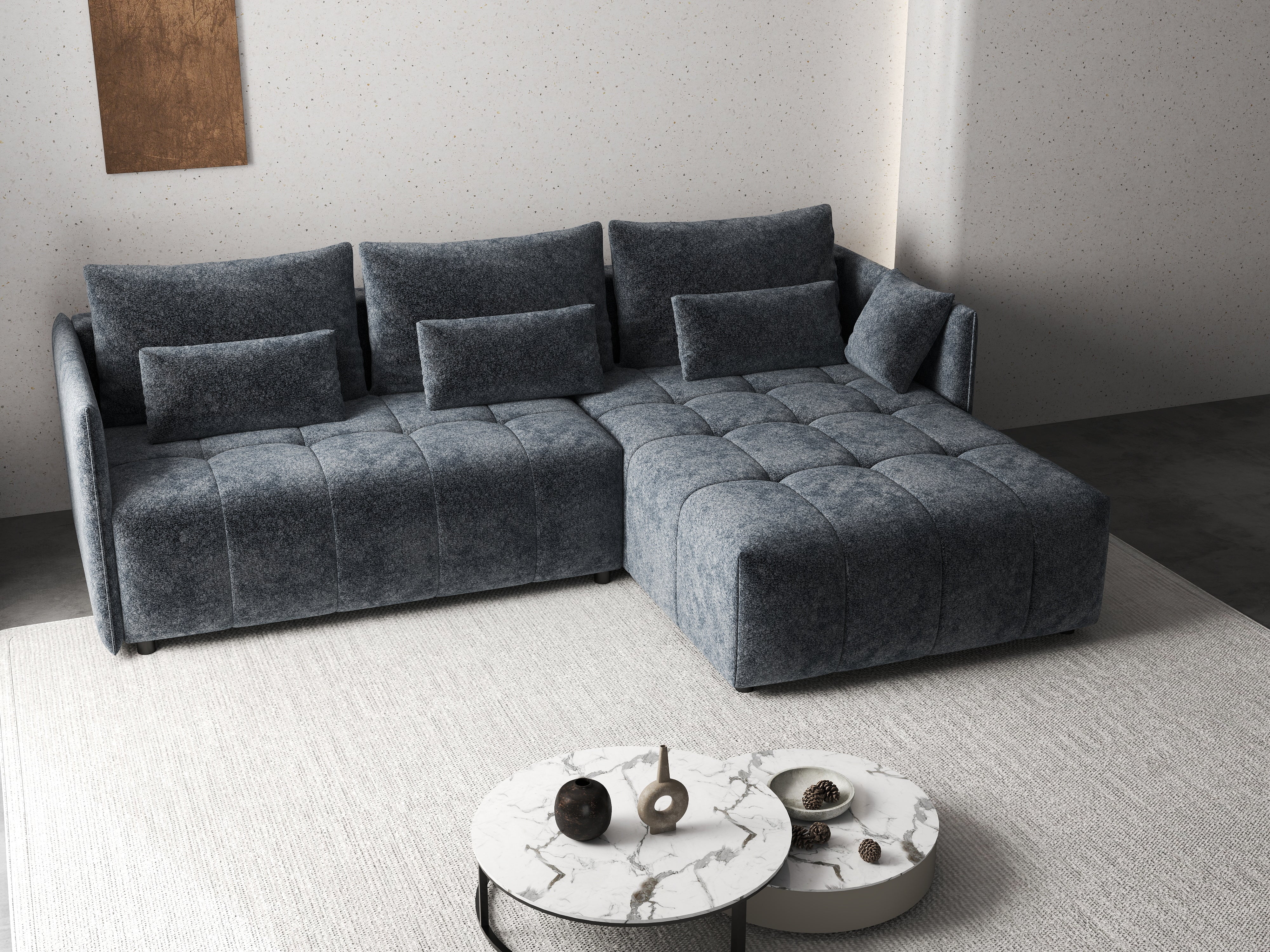 Colțar extensibil dumonde cu ladă de depozitare si sezut confortabil din spuma HR, Malta Euphoria Grafit II 235x185 cm Fabrica