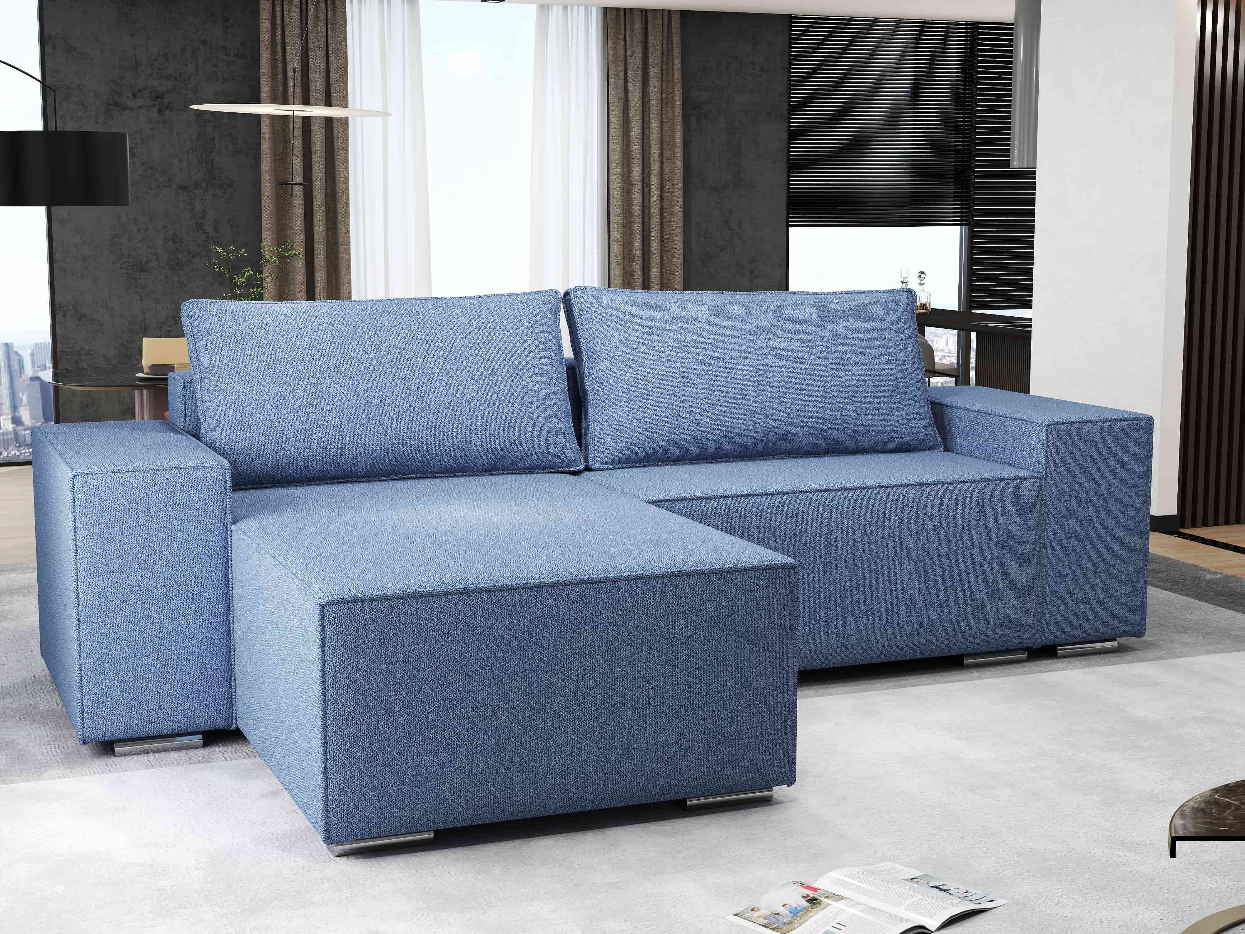 Colțar extensibil dumonde cu ladă de depozitare si sezut confortabil din spuma HR, Dream Enjoy Albastru 290x185 cm Fabrica