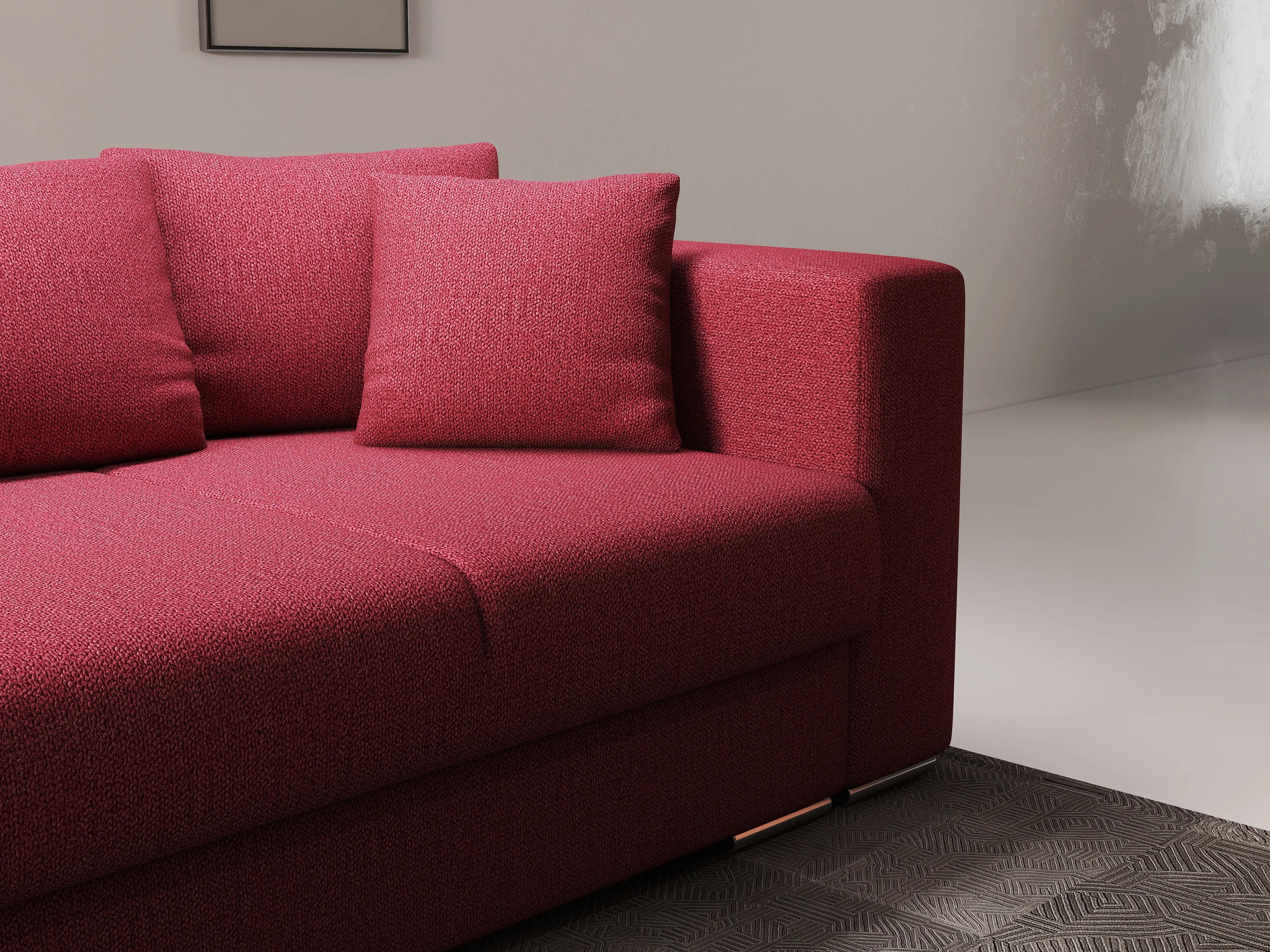 Canapea extensibilă dumonde cu ladă de depozitare si sezut confortabil din spuma HR, Gloria Bordoux 240x100 cm Fabrica