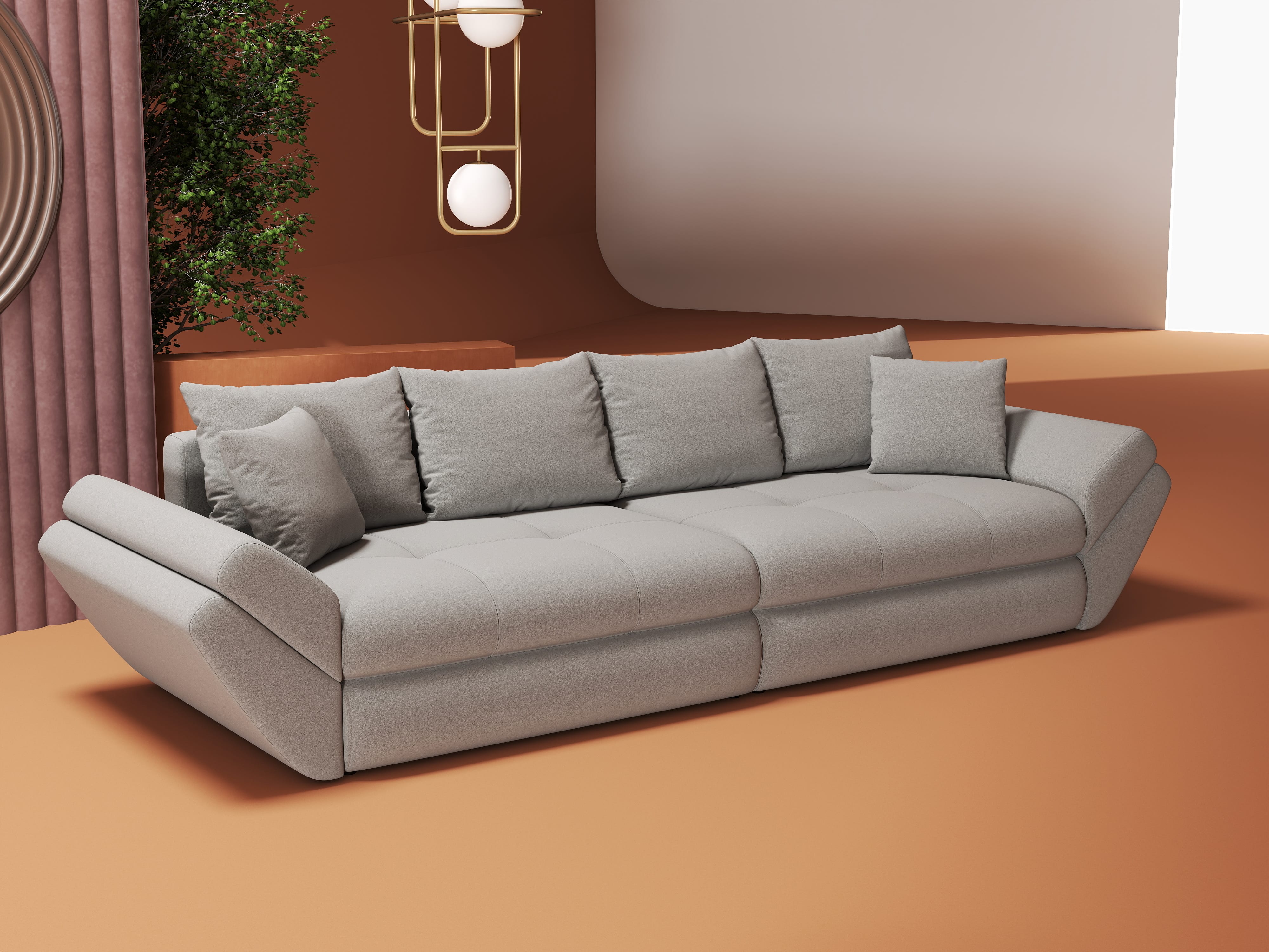 Canapea extensibilă dumonde cu ladă de depozitare si sezut confortabil din spuma HR, Loana Royal Gri 300x100 cm Fabrica