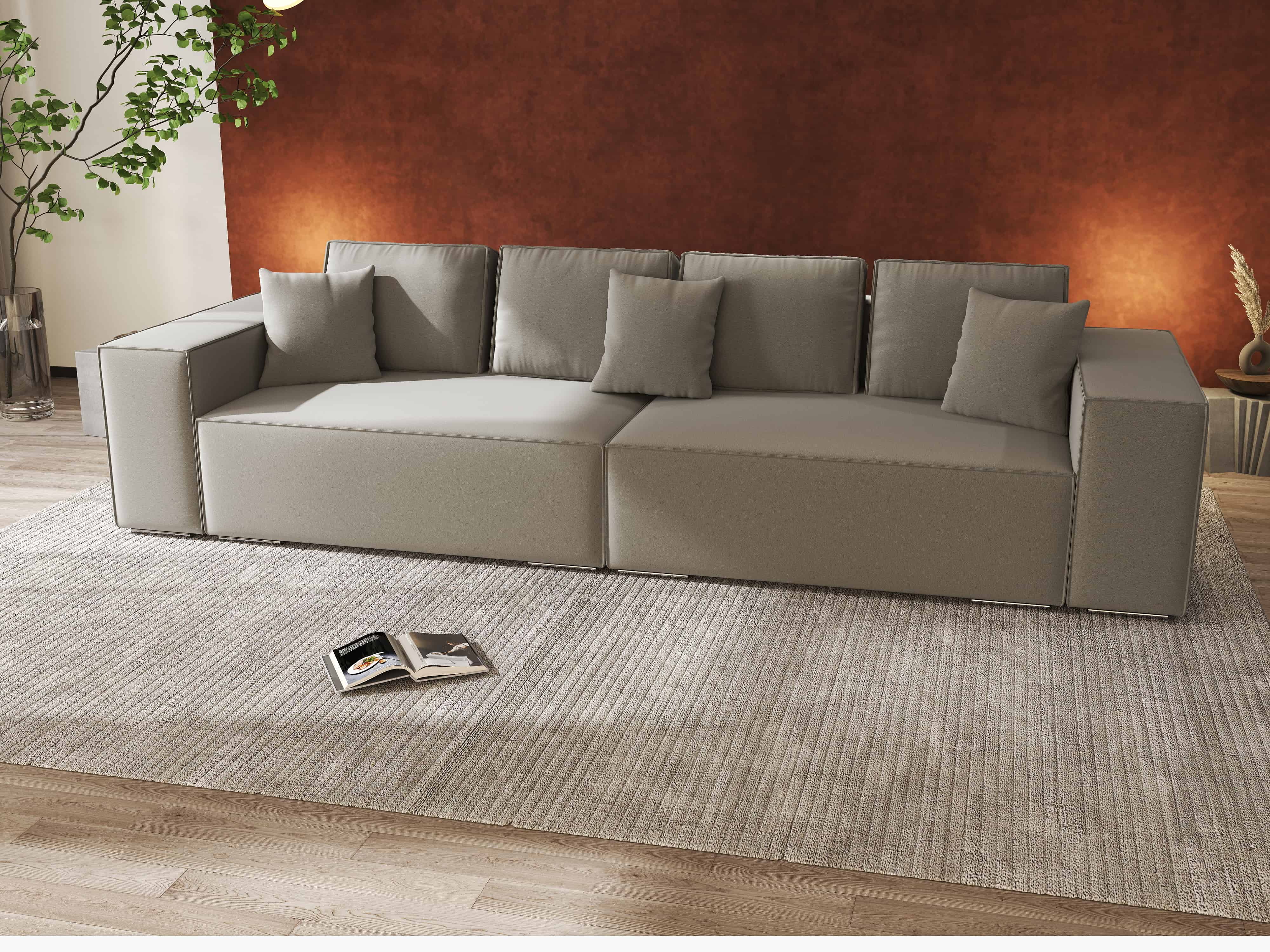 Canapea extensibilă dumonde cu ladă de depozitare si sezut confortabil din spuma HR, Dream Royal Gri 310x100 cm Fabrica