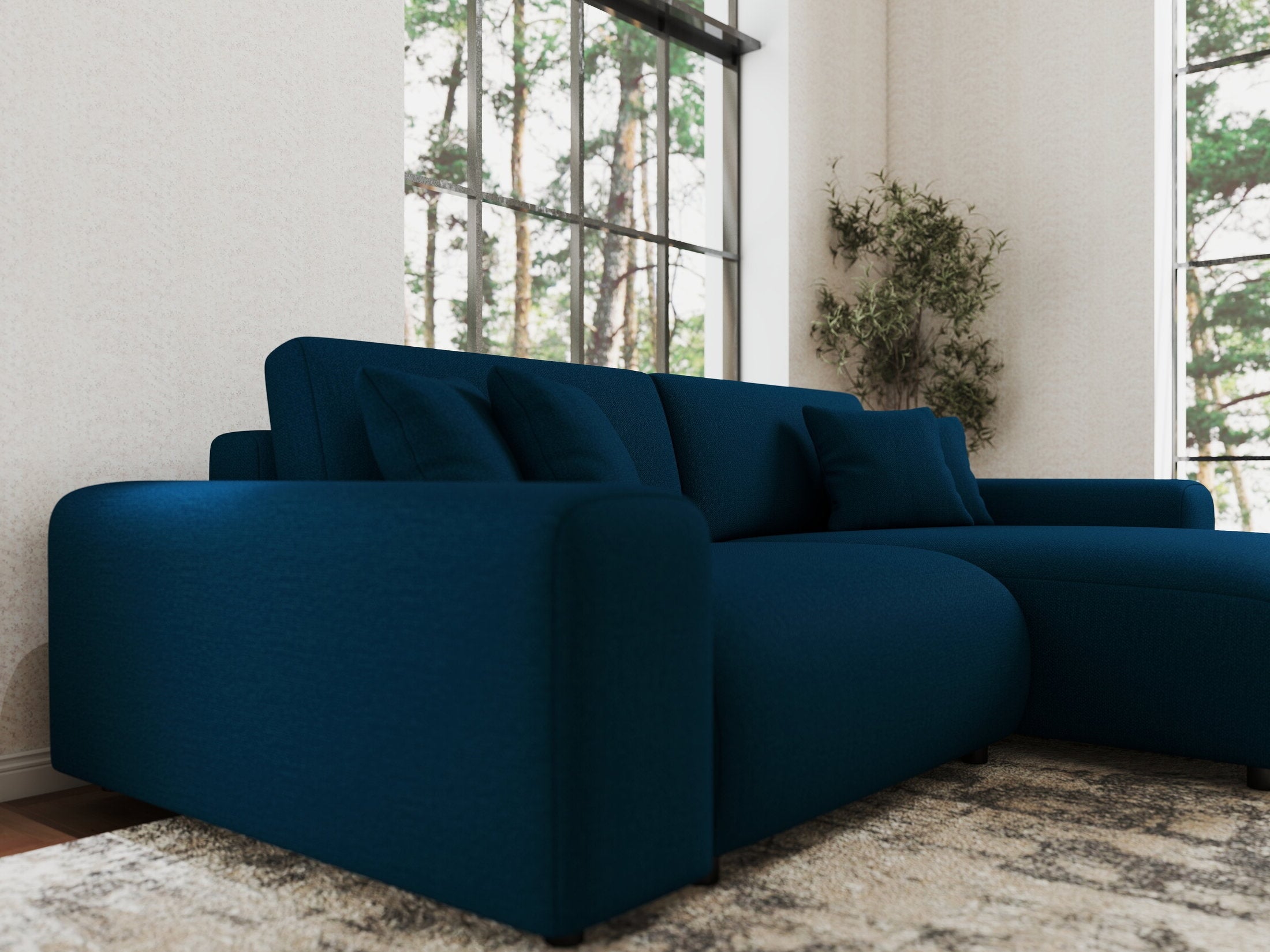 Colțar extensibil dumonde cu ladă de depozitare si sezut confortabil din spuma HR, Sarina Enjoy Verde Petrol 255x168 cm II