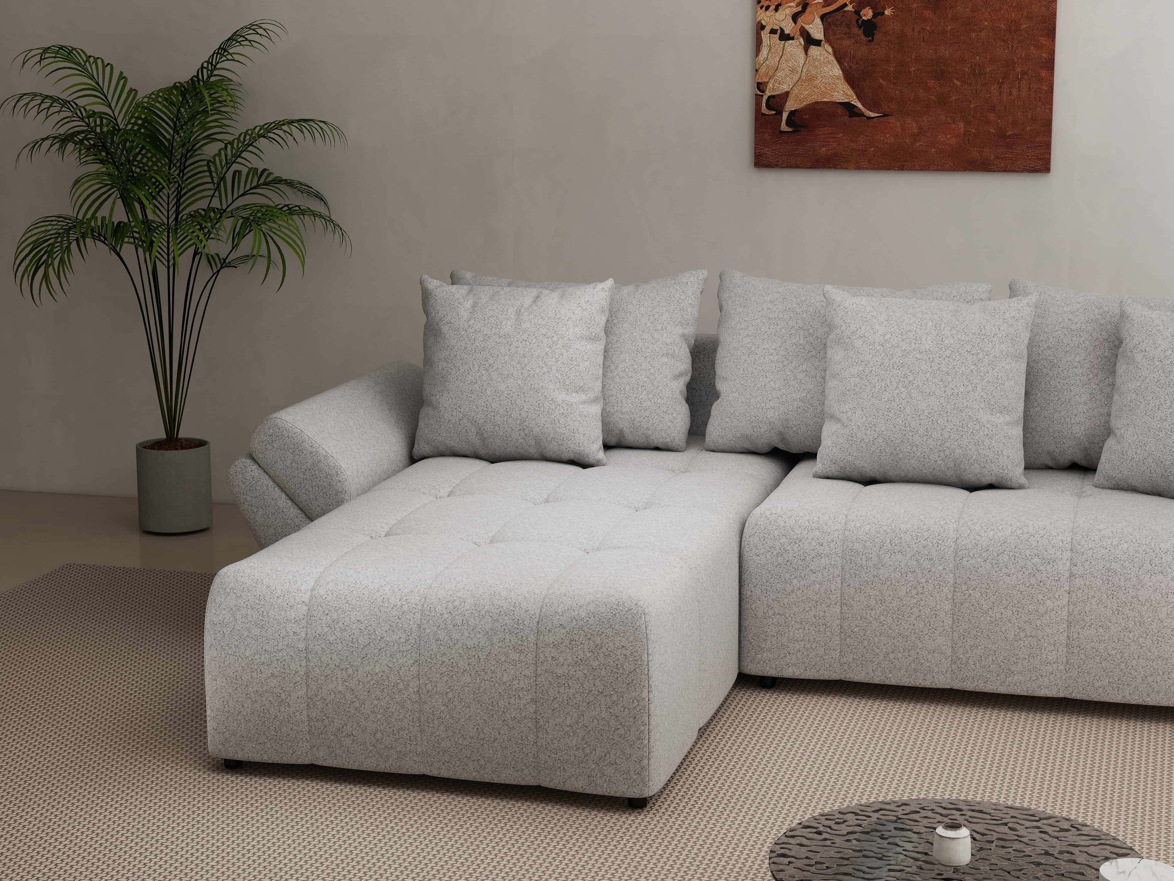 Colțar extensibil dumonde cu ladă de depozitare si sezut confortabil din spuma HR, Berlin Euphoria Dove 280x185 cm Fabrica