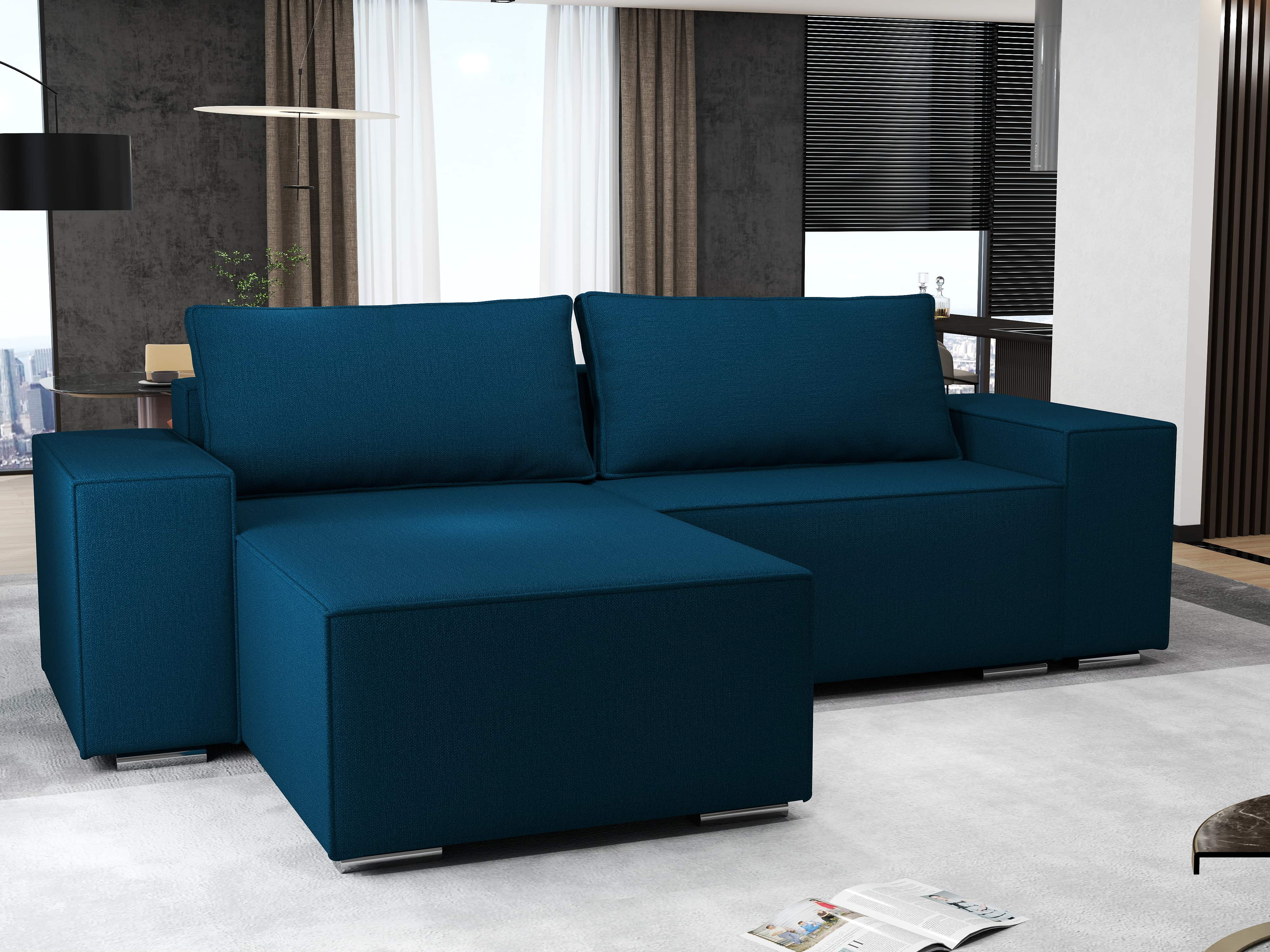 Colțar extensibil dumonde cu ladă de depozitare si sezut confortabil din spuma HR, Dream Enjoy Petrol 290x185 cm Fabrica