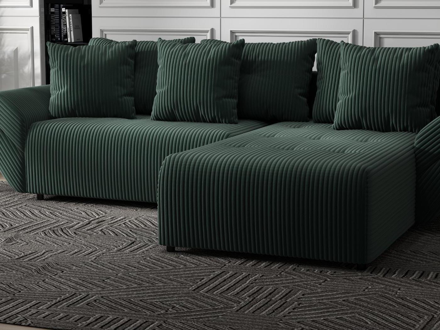 Colțar extensibil dumonde cu ladă de depozitare si sezut confortabil din spuma HR, Berlin Ambience Verde 280x185 cm II Fabrica