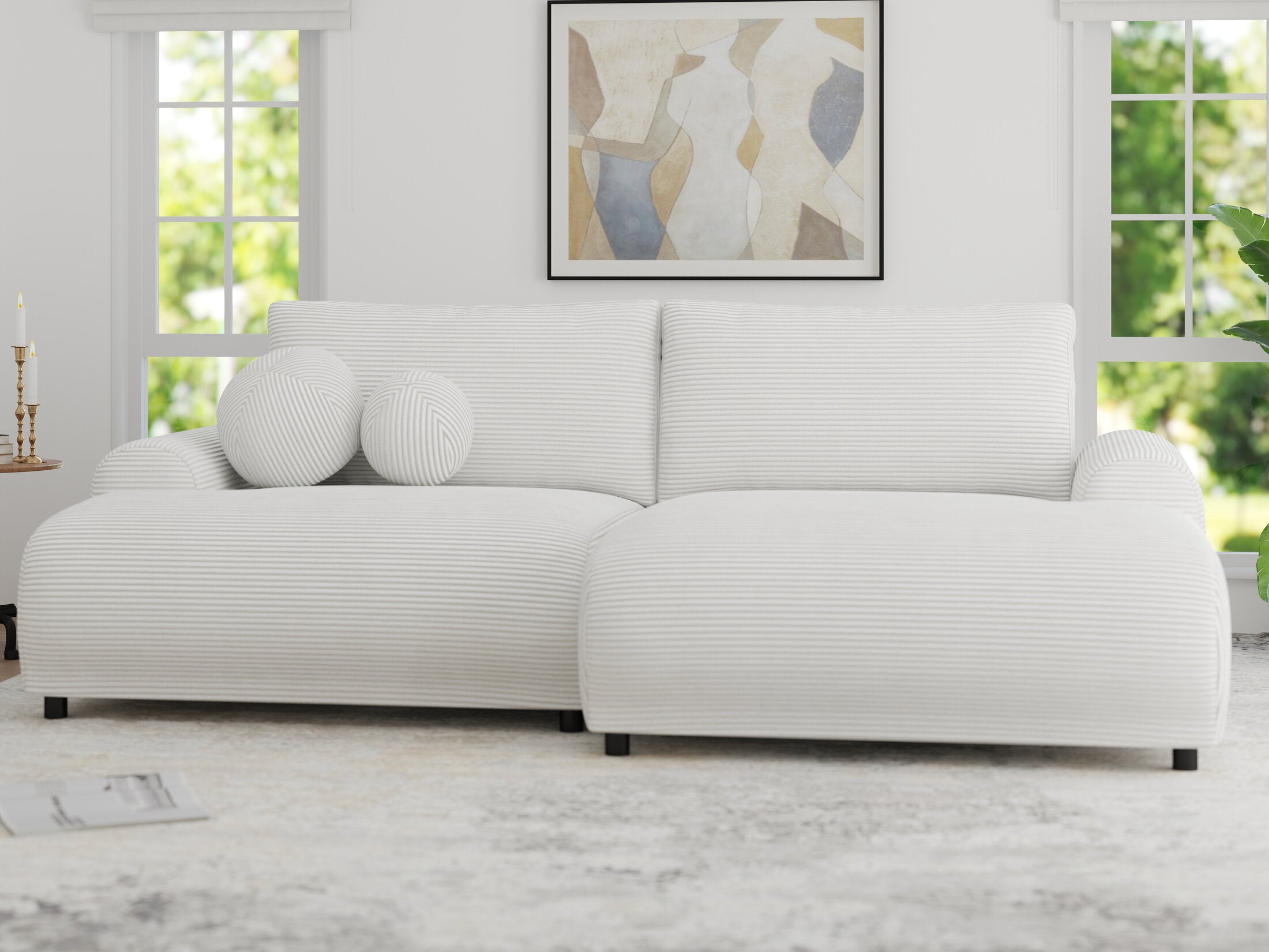 Colțar extensibil dumonde cu ladă de depozitare și șezut confortabil din spumă HR, Carlo Zoom Gri 240x145 cm II