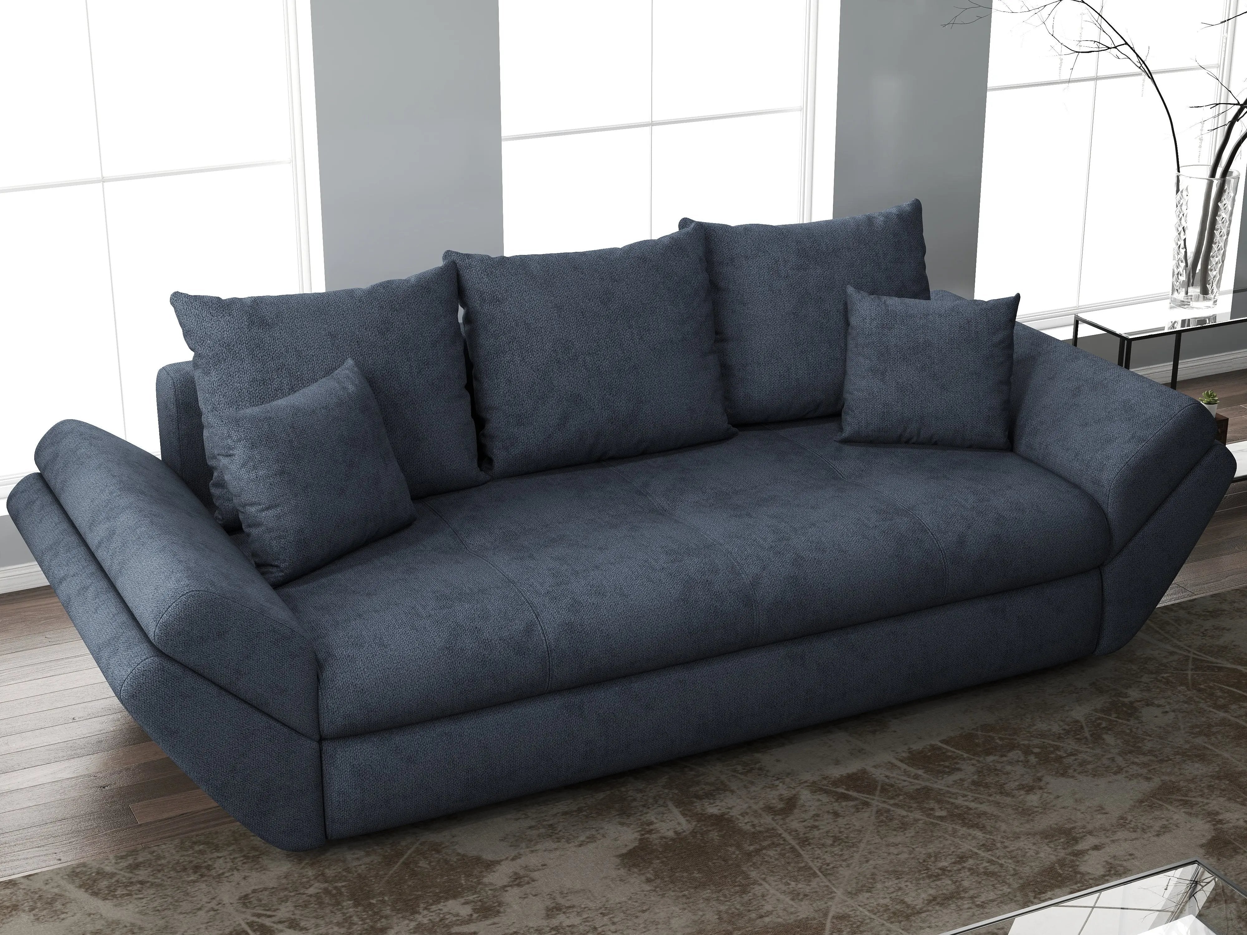 Canapea extensibilă dumonde cu ladă de depozitare si sezut confortabil din spuma HR, Loana Enjoy Antracit 250x100 cm Fabrica