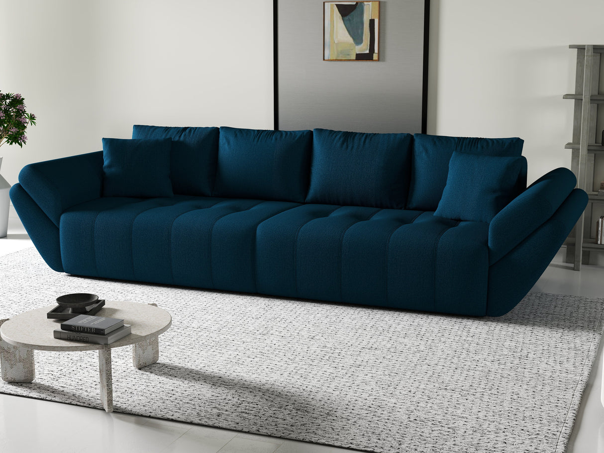 Canapea extensibilă dumonde cu ladă de depozitare si sezut confortabil din spuma HR, Berlin Petrol 300x100 cm Fabrica