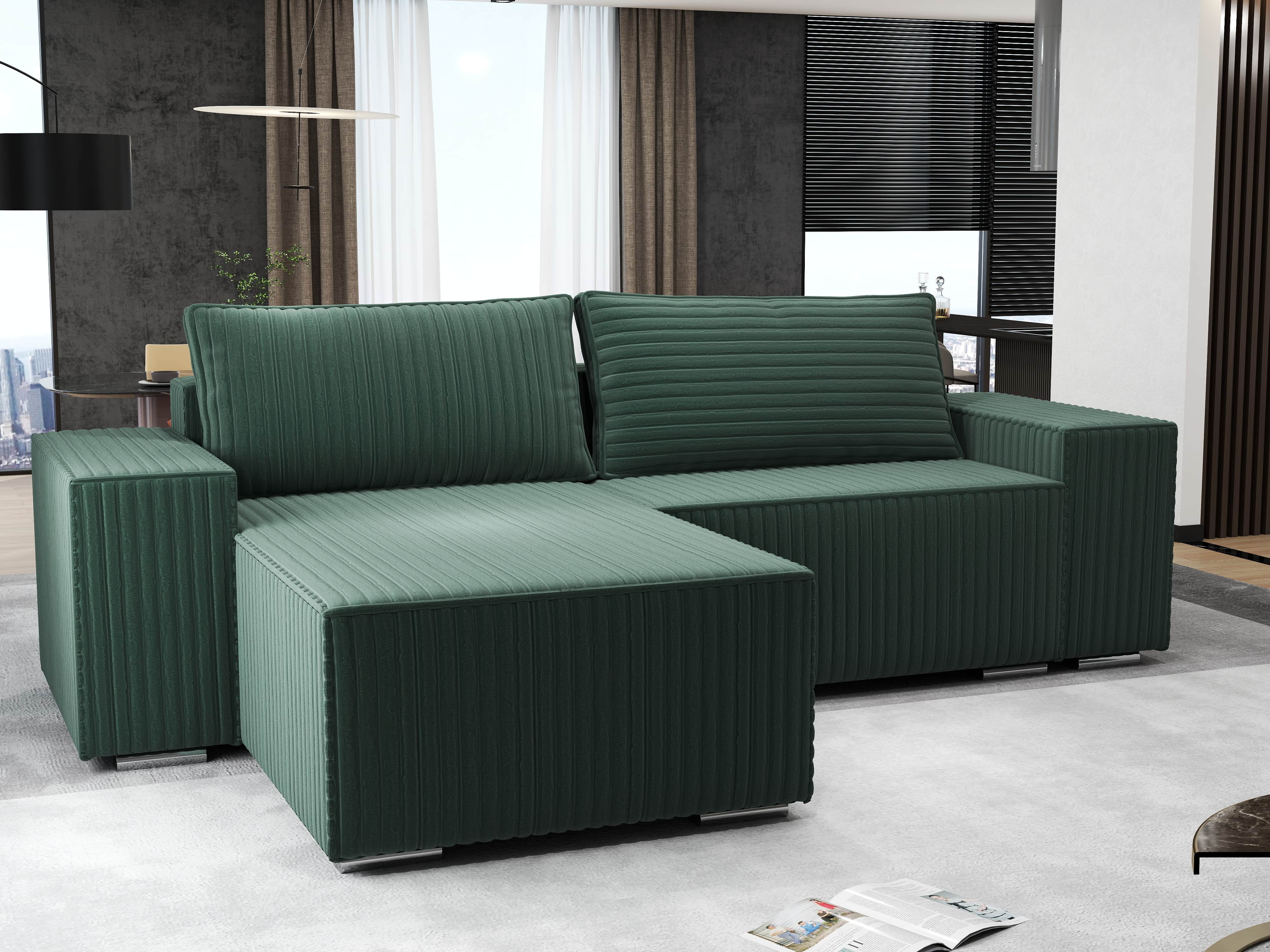 Colțar extensibil dumonde cu ladă de depozitare si sezut confortabil din spuma HR, Dream Ambience Verde 290x185 cm Fabrica