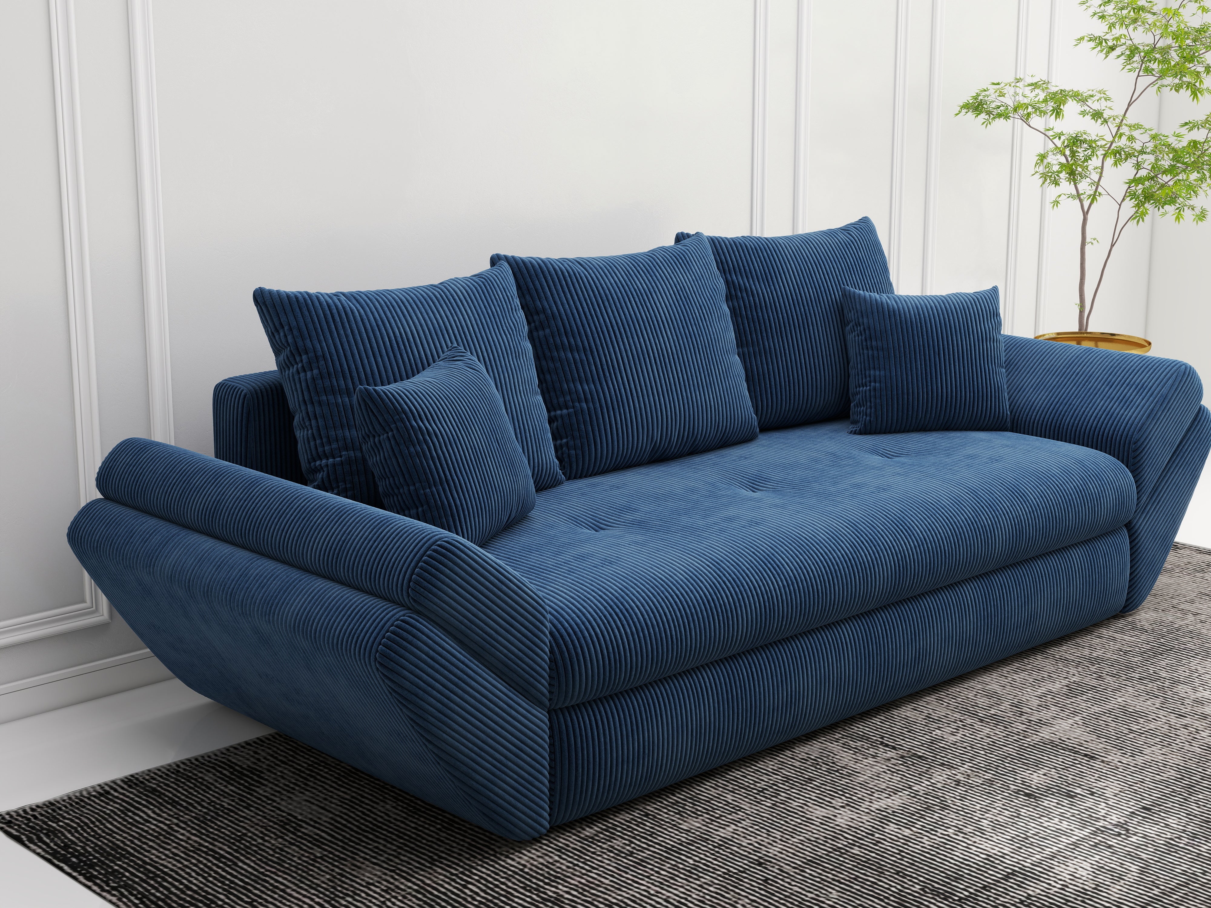 Canapea extensibilă dumonde cu ladă de depozitare si sezut confortabil din spuma HR, Loana Zoom Blue 250x100 cm Fabrica