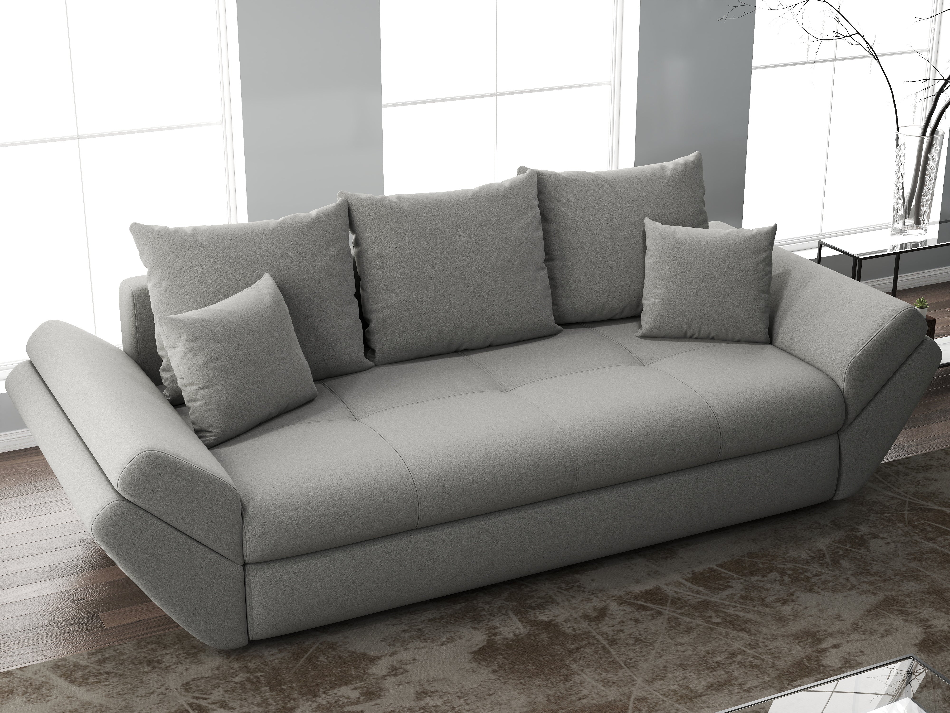 Canapea extensibilă dumonde cu ladă de depozitare si sezut confortabil din spuma HR, Loana Royal Grey 250x100 cm Fabrica
