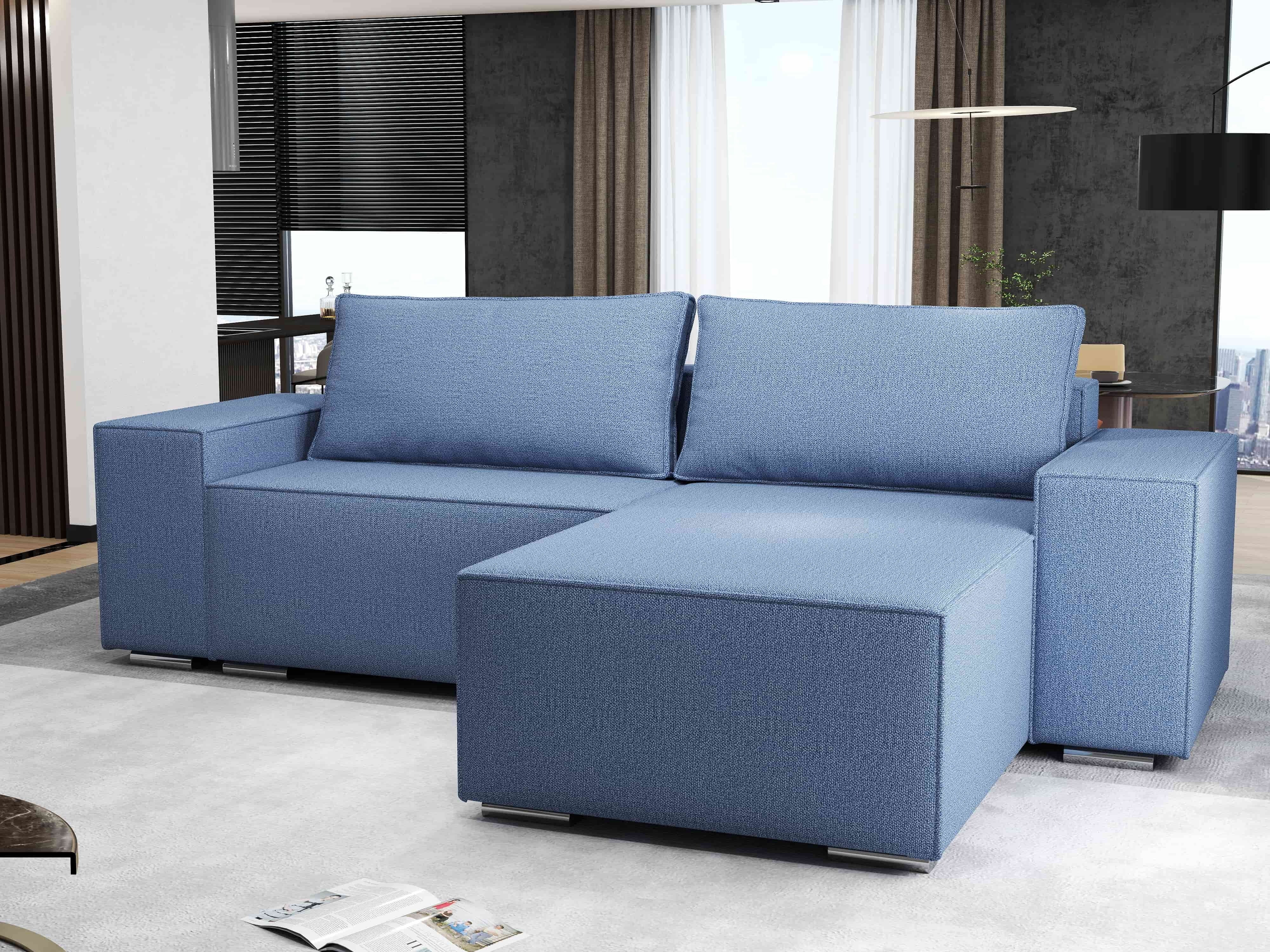 Colțar extensibil dumonde cu ladă de depozitare si sezut confortabil din spuma HR, Dream Enjoy Albastru 290x185 cm II Fabrica