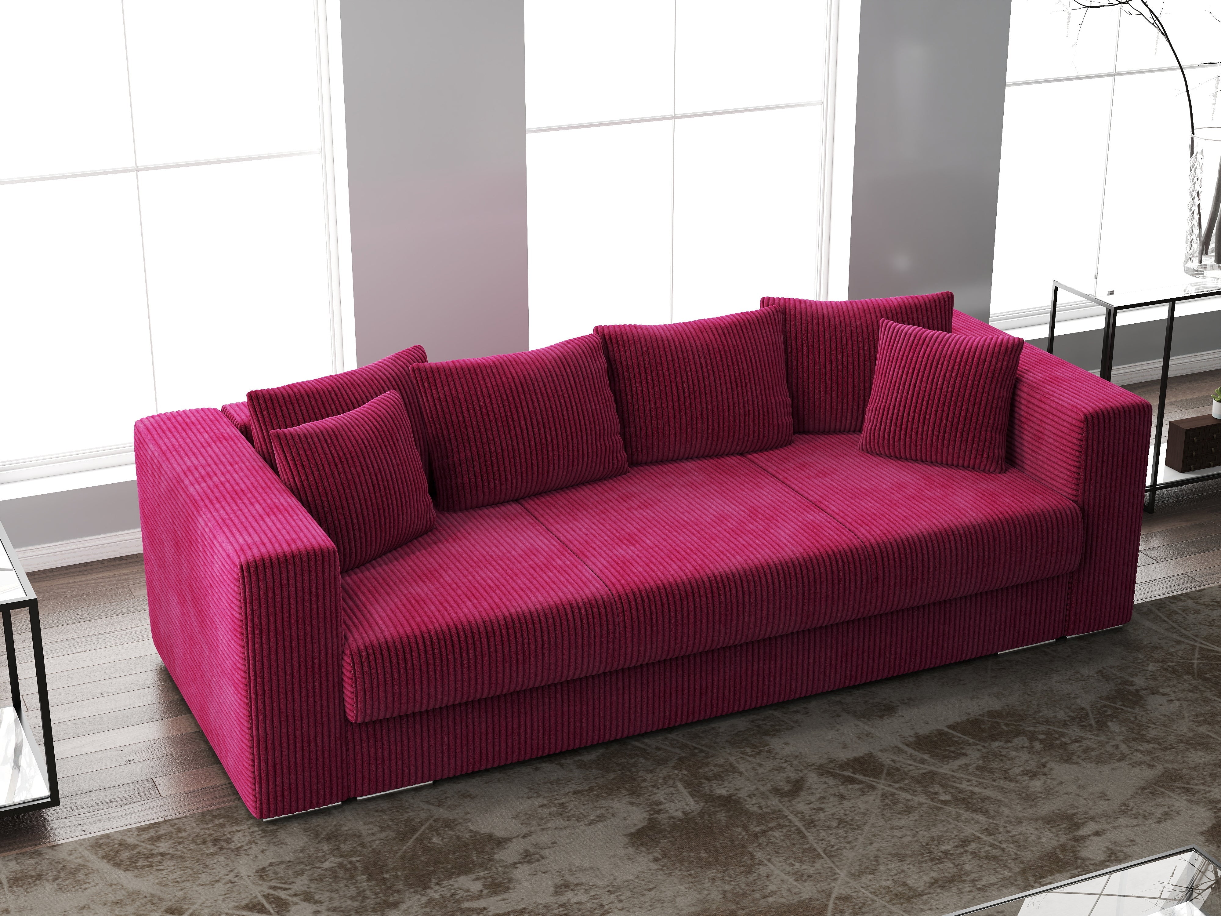 Canapea extensibilă dumonde cu ladă de depozitare si sezut confortabil din spuma HR, Gloria Zoom Red 240x100 cm Fabrica