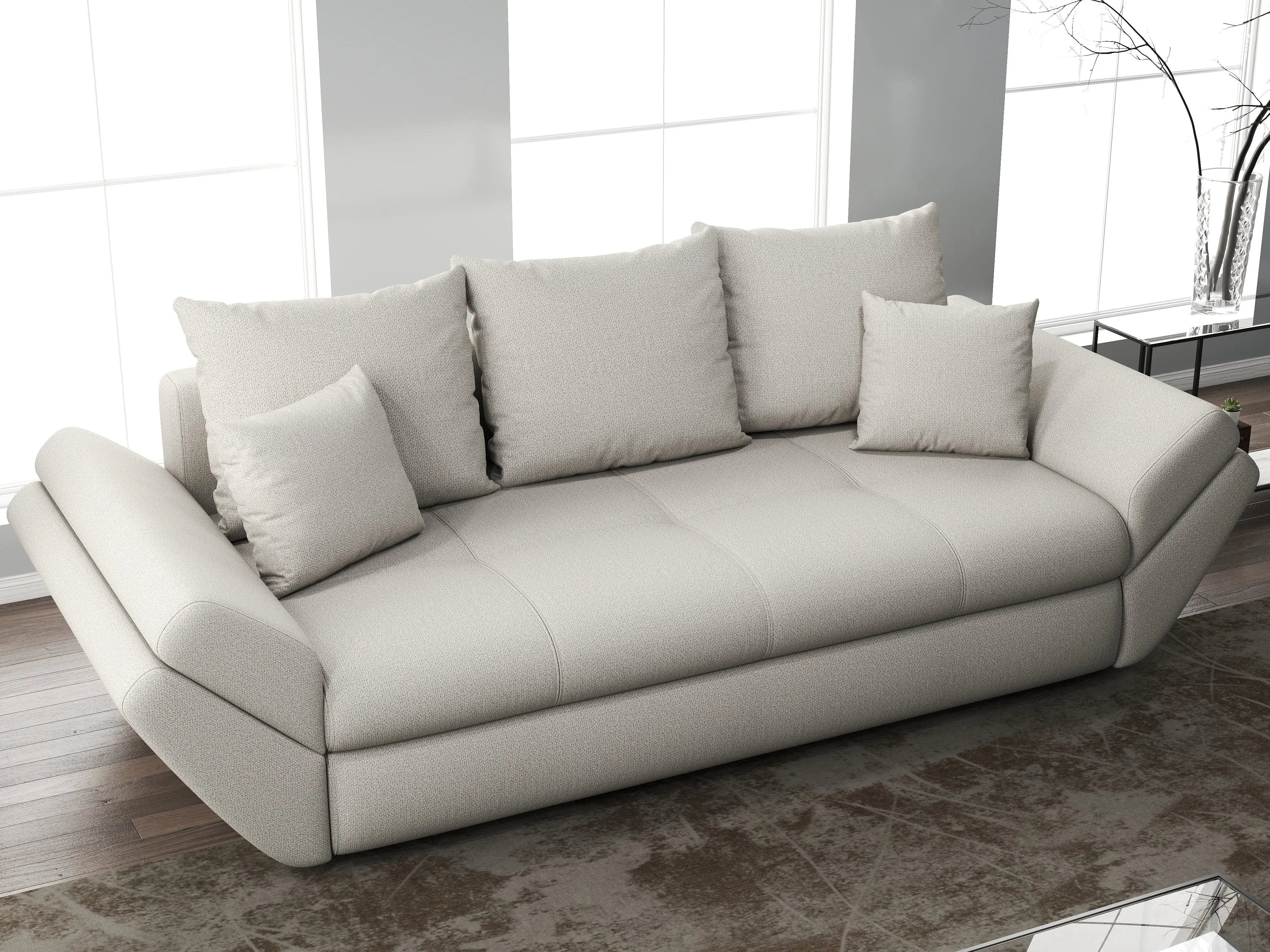 Canapea extensibilă dumonde cu ladă de depozitare si sezut confortabil din spuma HR, Loana Enjoy Bej 250x100 cm Fabrica