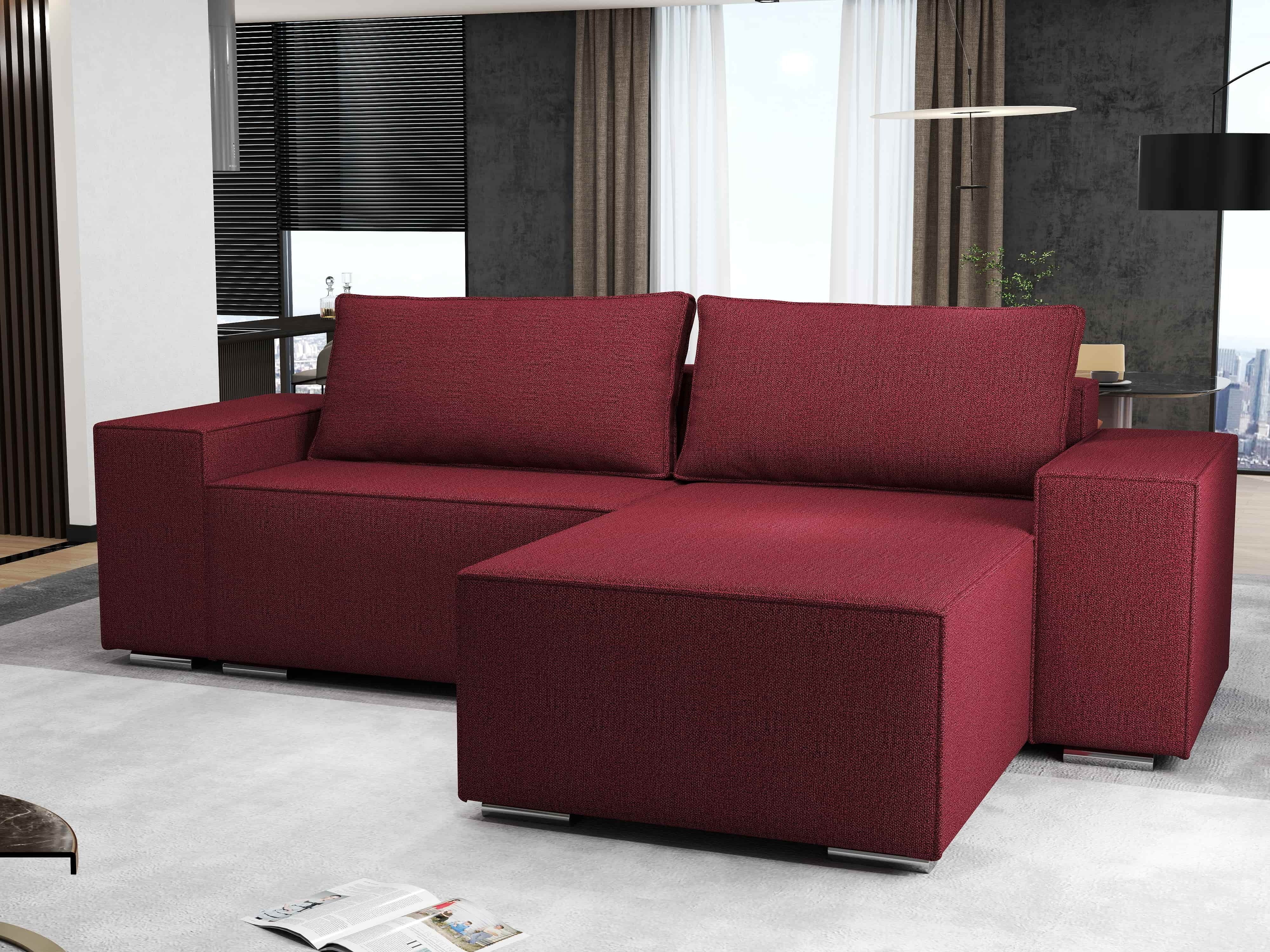 Colțar extensibil dumonde cu ladă de depozitare si sezut confortabil din spuma HR, Dream Enjoy Rosu 290x185 cm II Fabrica
